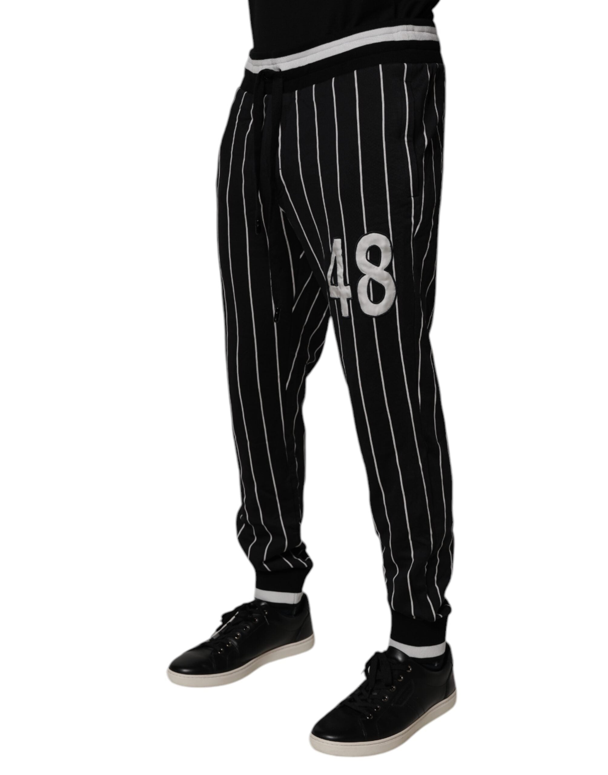 Dolce & Gabbana Black White Stripes Jogger SweatMen's Men's Pants