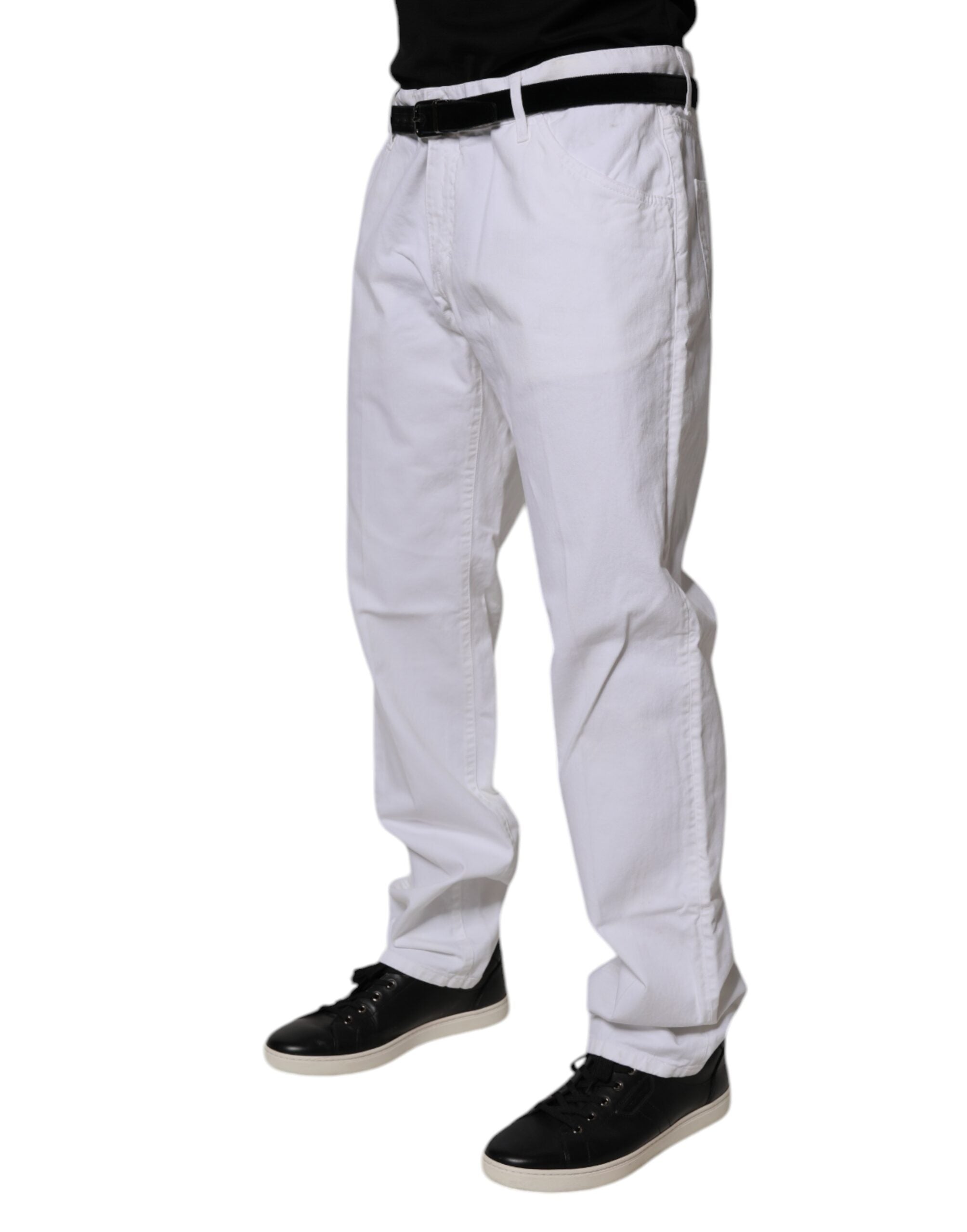 Dolce & Gabbana White Cotton Straight Men Denim Men's Jeans (Pre-Owned)