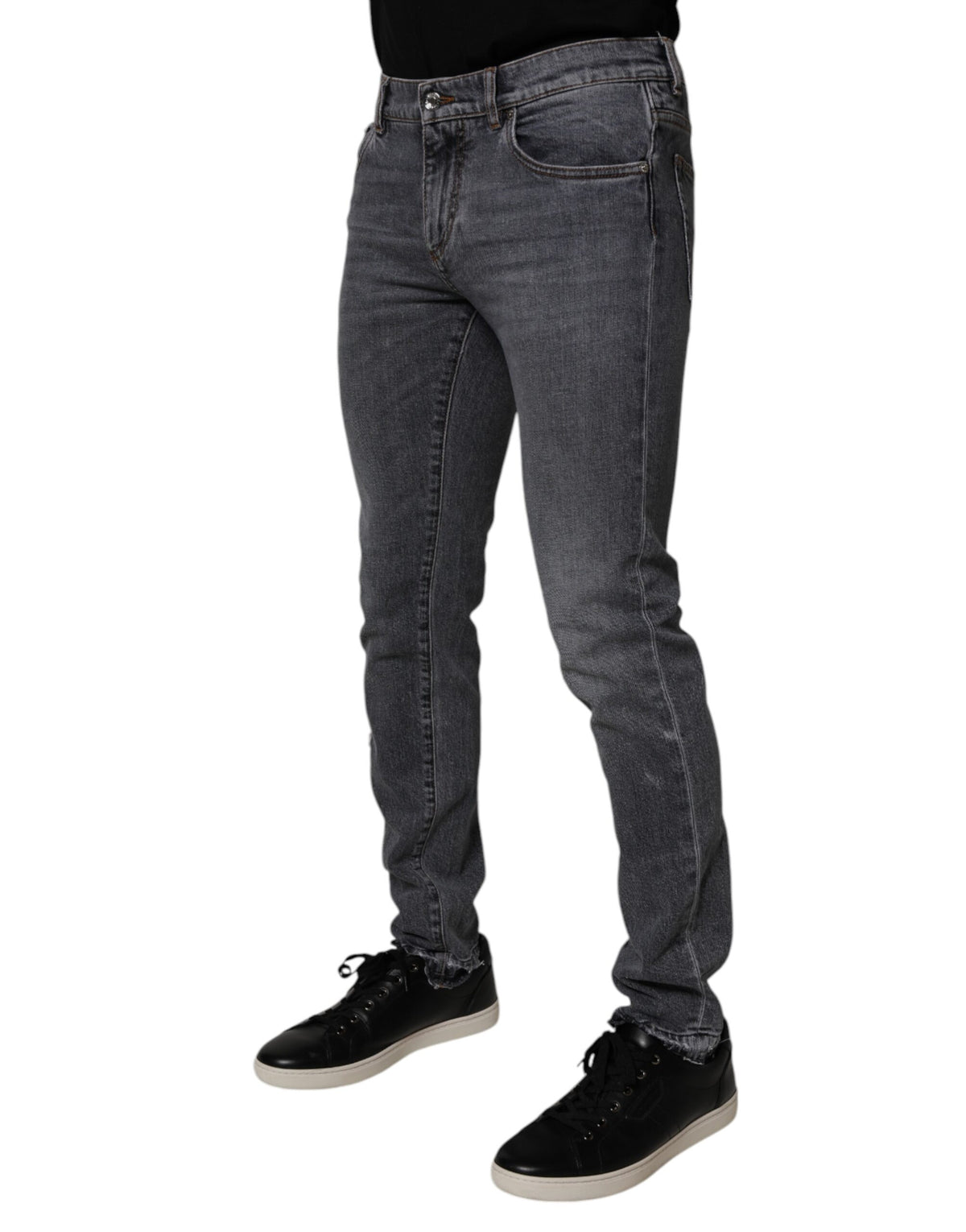 Dolce & Gabbana Dark Gray Cotton Stretch Skinny Denim Men's Jeans (Pre-Owned)