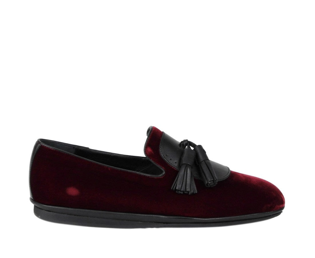 Salvatore Ferragamo Men's Dark Red Finnegan Velvet Tassel Loafer (10.5 M)