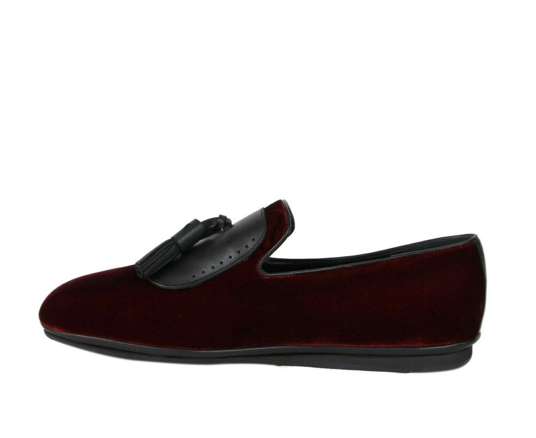 Salvatore Ferragamo Men's Dark Red Finnegan Velvet Tassel Loafer (10.5 M)