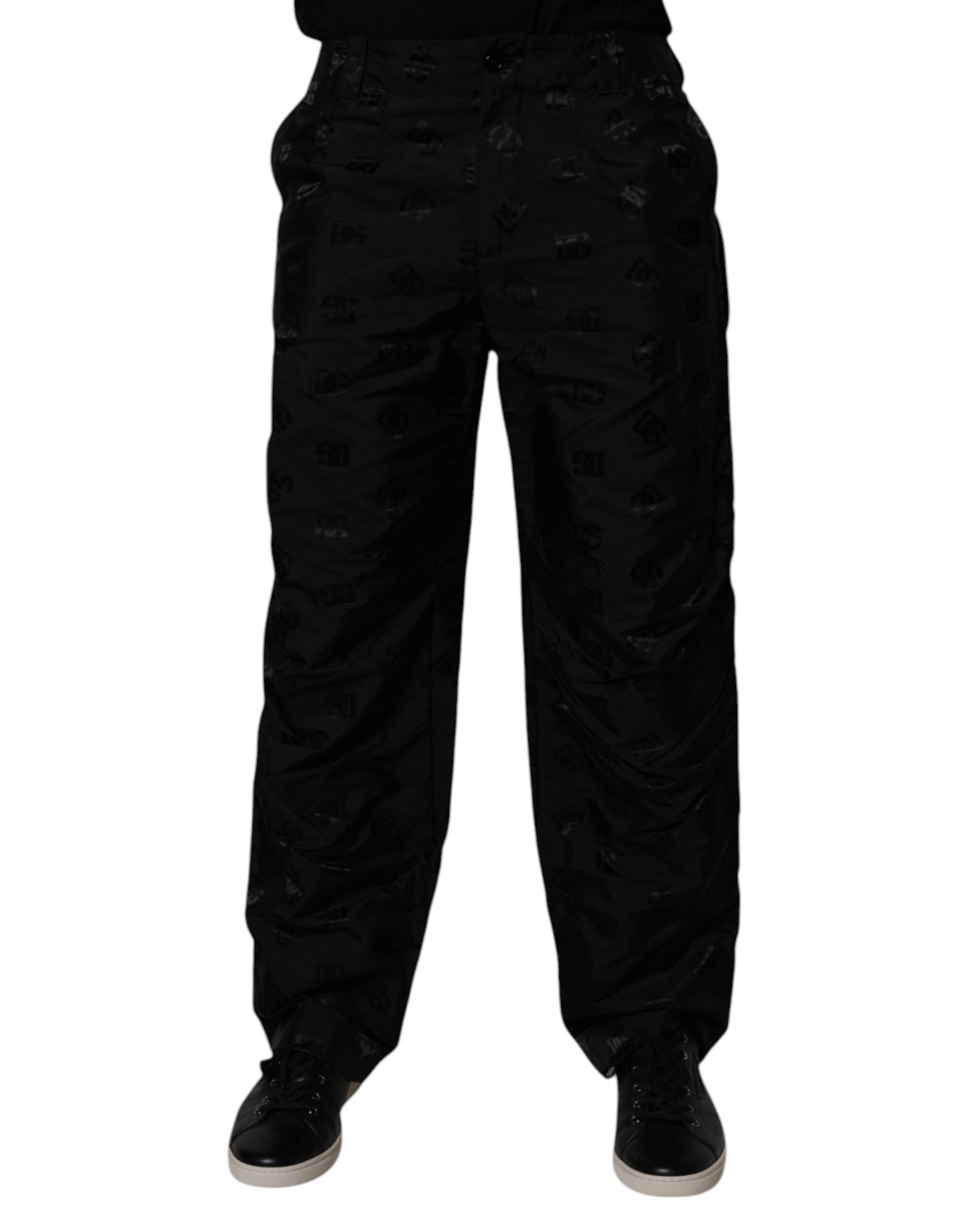Dolce & Gabbana Black Logo Monogram Straight Men's Pants
