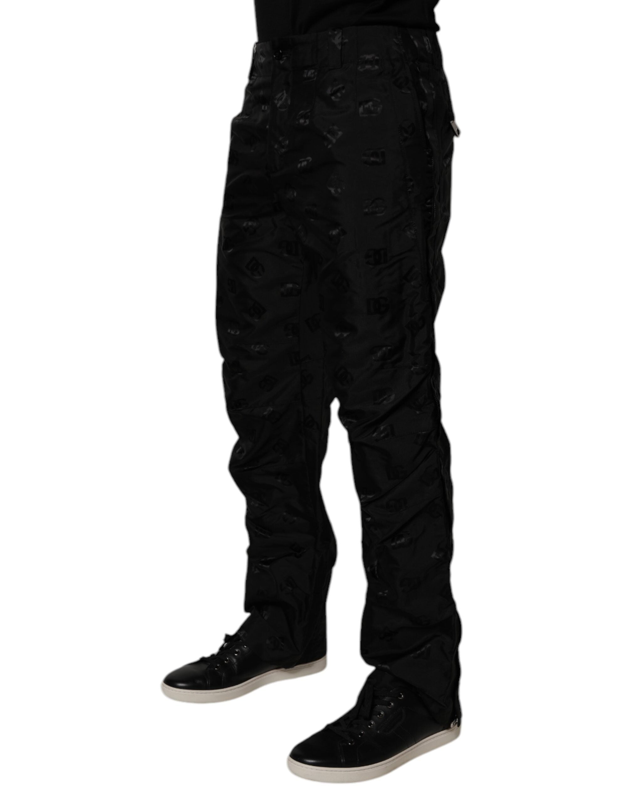 Dolce & Gabbana Black Logo Monogram Straight Men's Pants