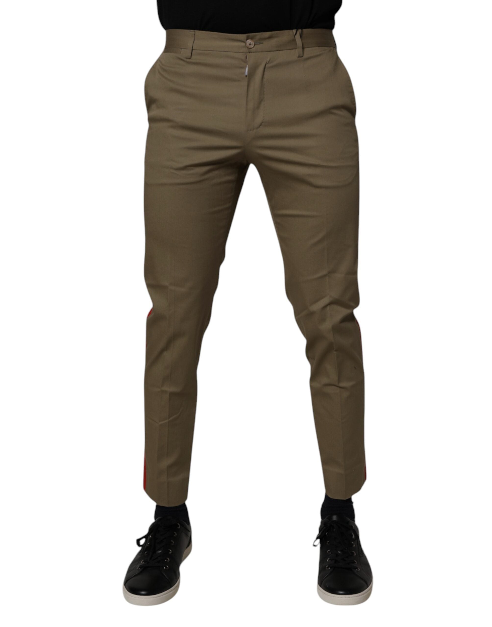 Dolce & Gabbana Dark Khaki Cotton Tapered Men's Pants