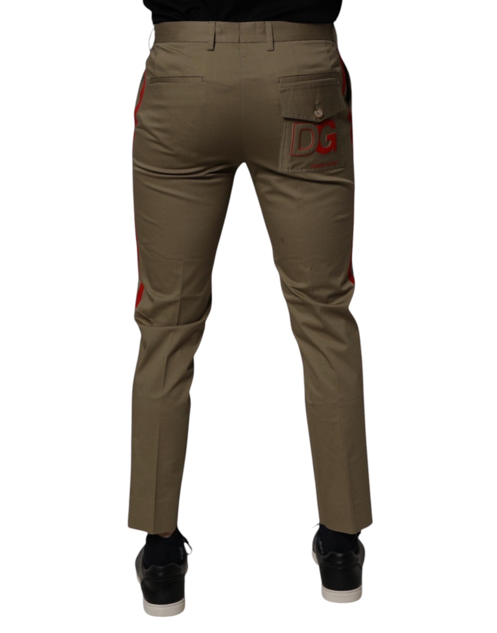 Dolce & Gabbana Dark Khaki Cotton Tapered Men's Pants