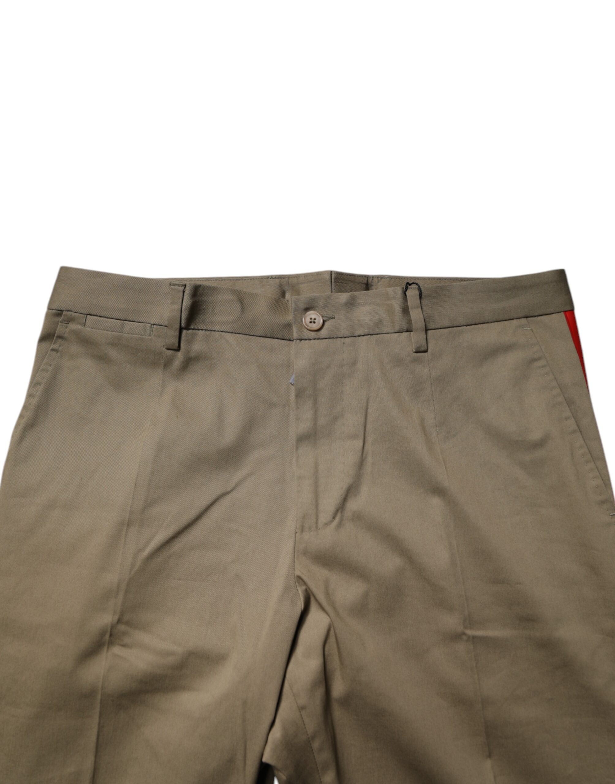 Dolce & Gabbana Dark Khaki Cotton Tapered Men's Pants