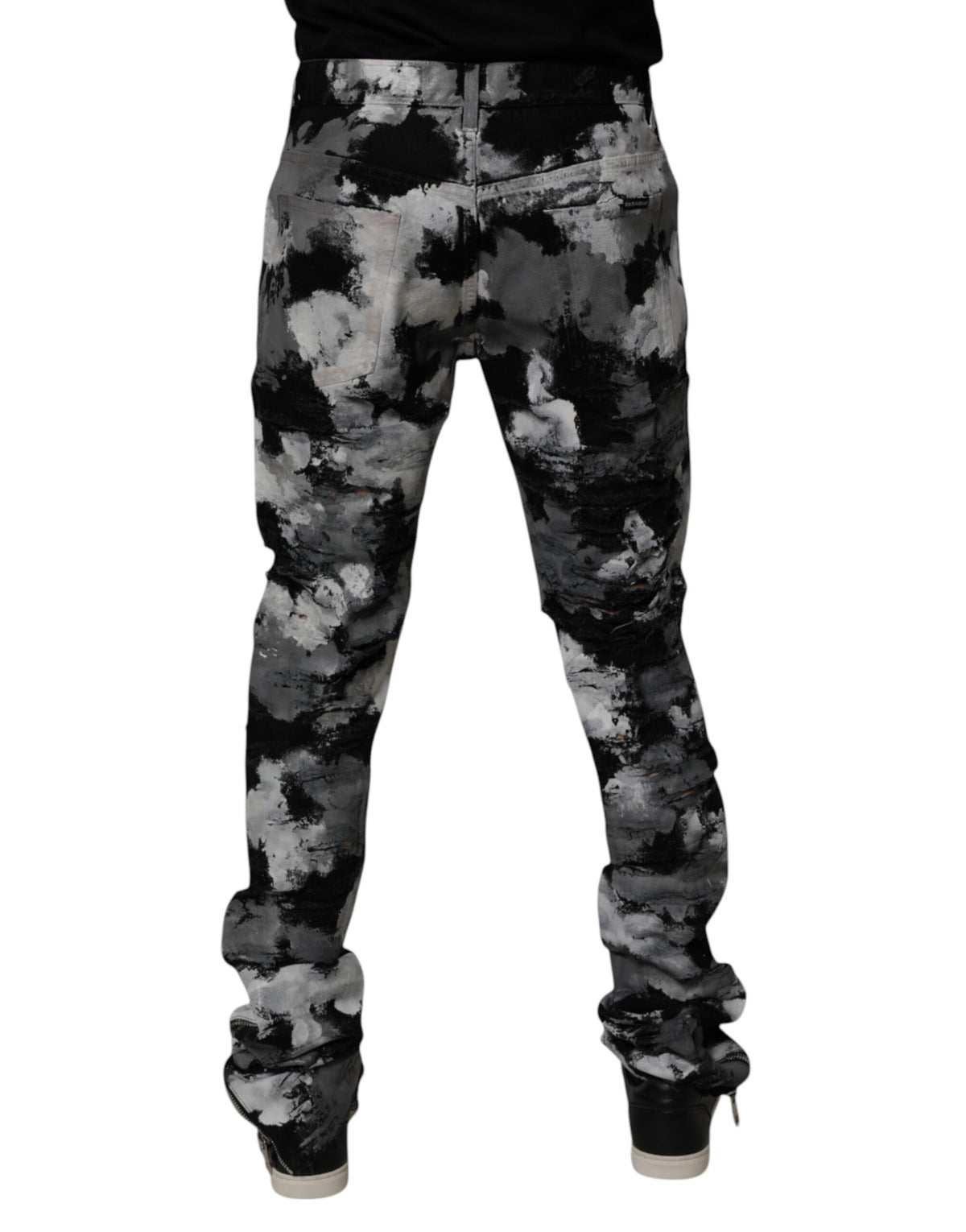 Dolce & Gabbana Multicolor Camouflage Tattered Skinny Denim Men's Jeans