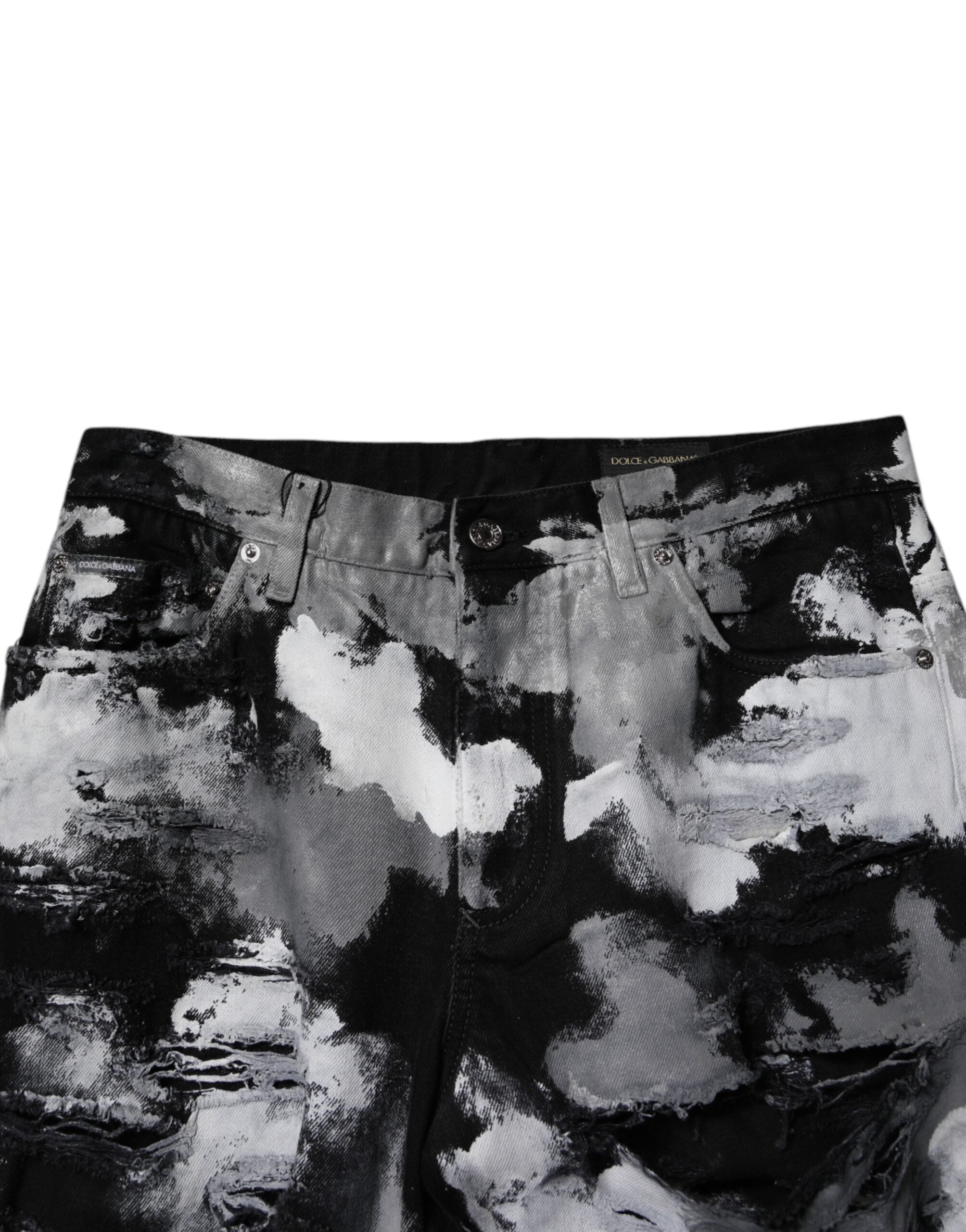 Dolce & Gabbana Multicolor Camouflage Tattered Skinny Denim Men's Jeans