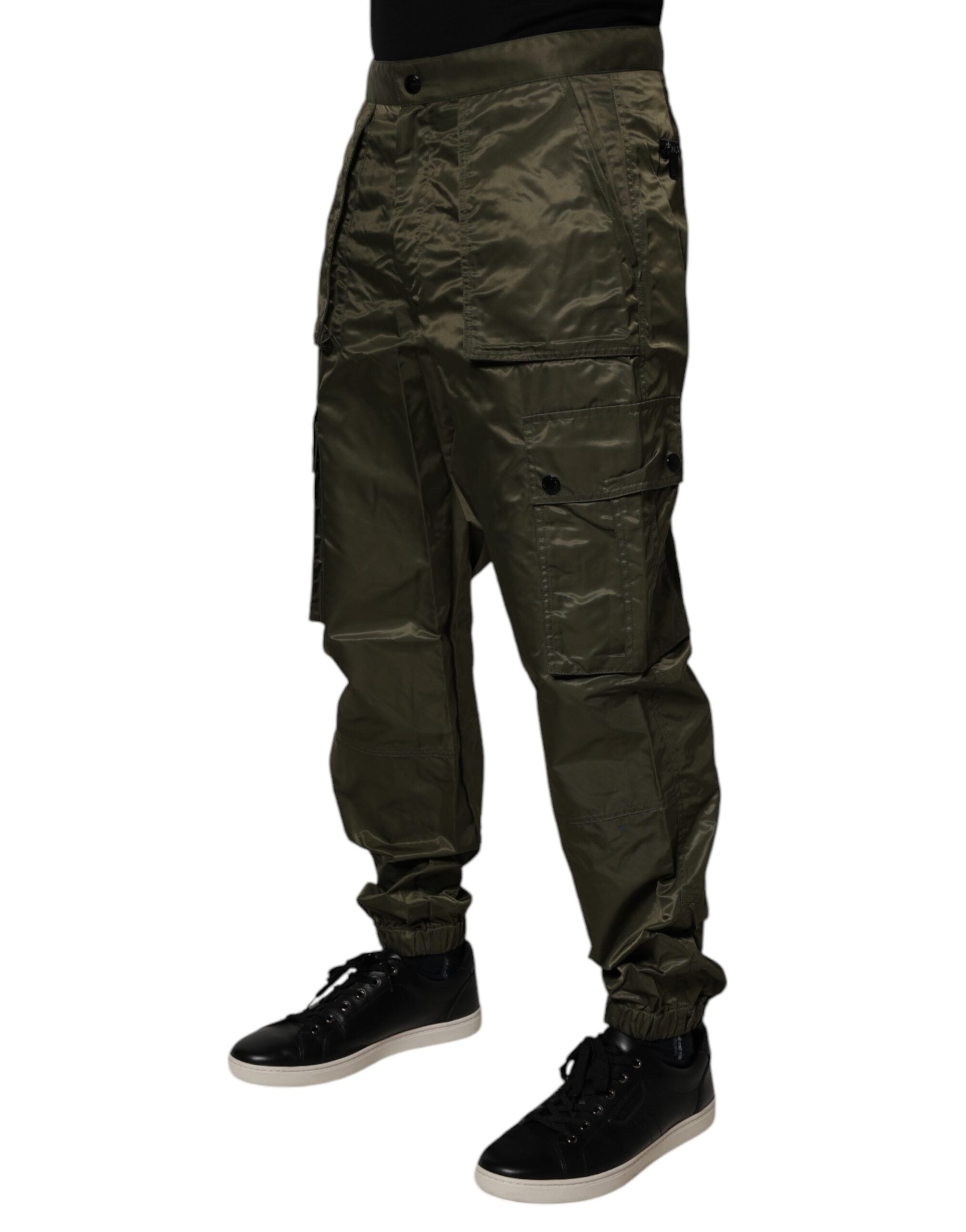 Dolce & Gabbana Dark Green Nylon Cargo Men's Pants