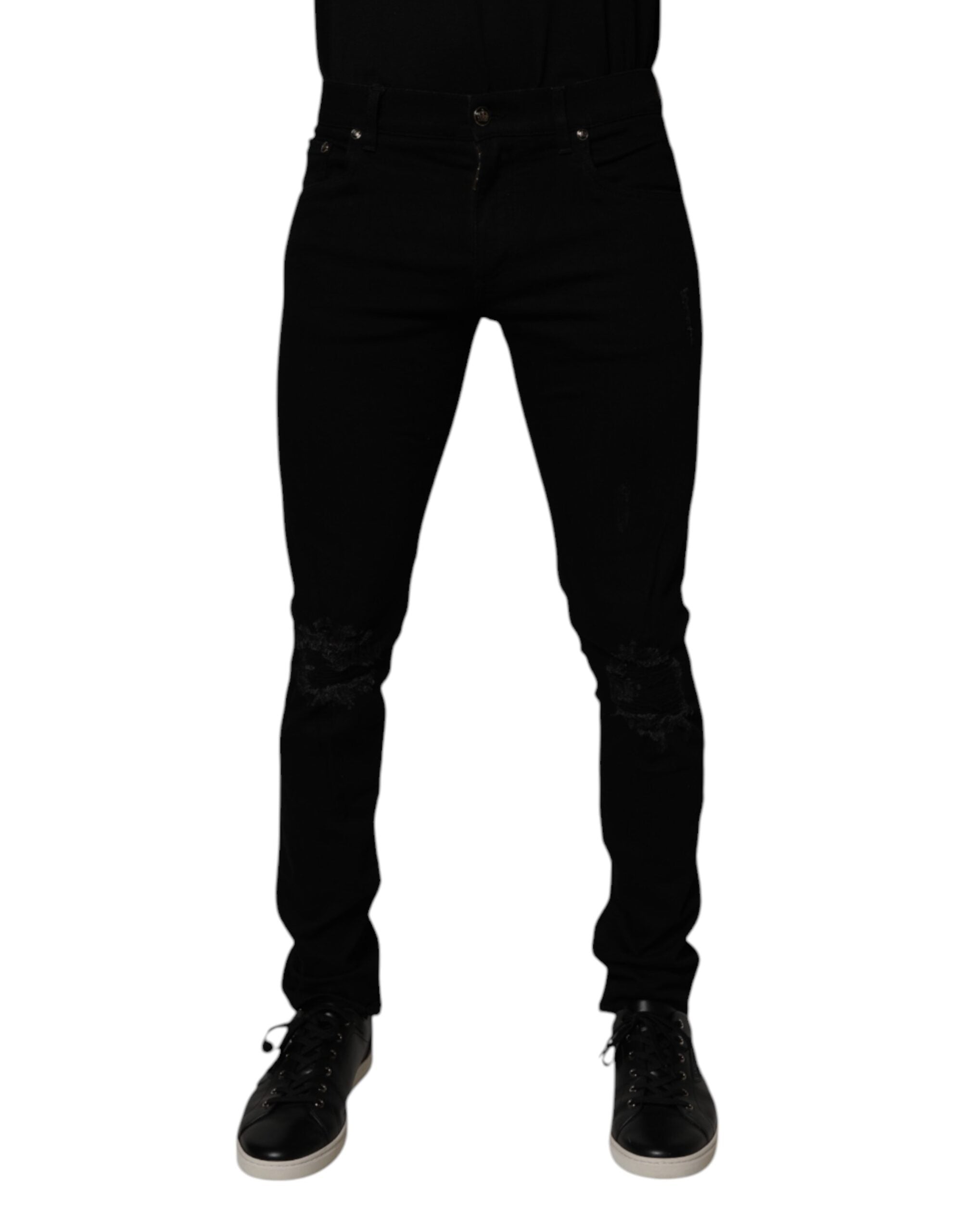Dolce & Gabbana Black Cotton Stretch Skinny Men Denim Men's Jeans