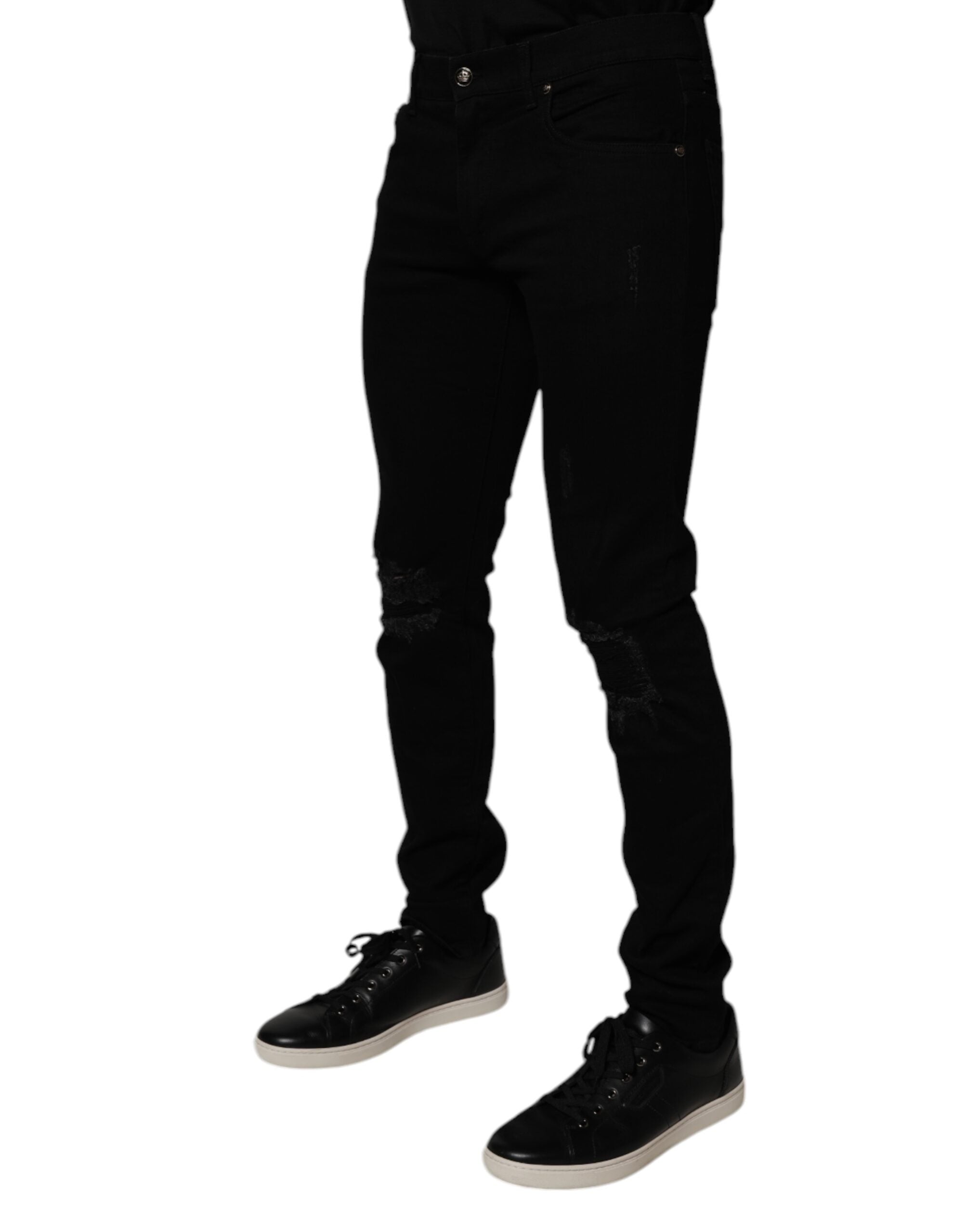 Dolce & Gabbana Black Cotton Stretch Skinny Men Denim Men's Jeans