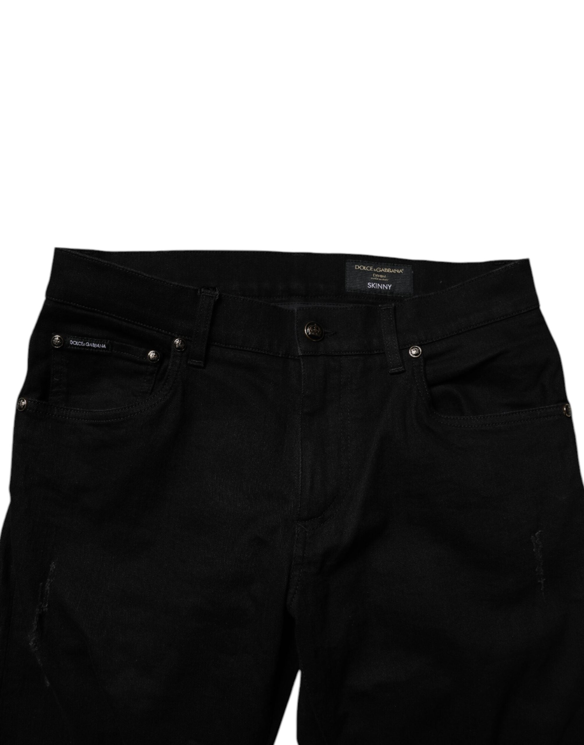 Dolce & Gabbana Black Cotton Stretch Skinny Men Denim Men's Jeans