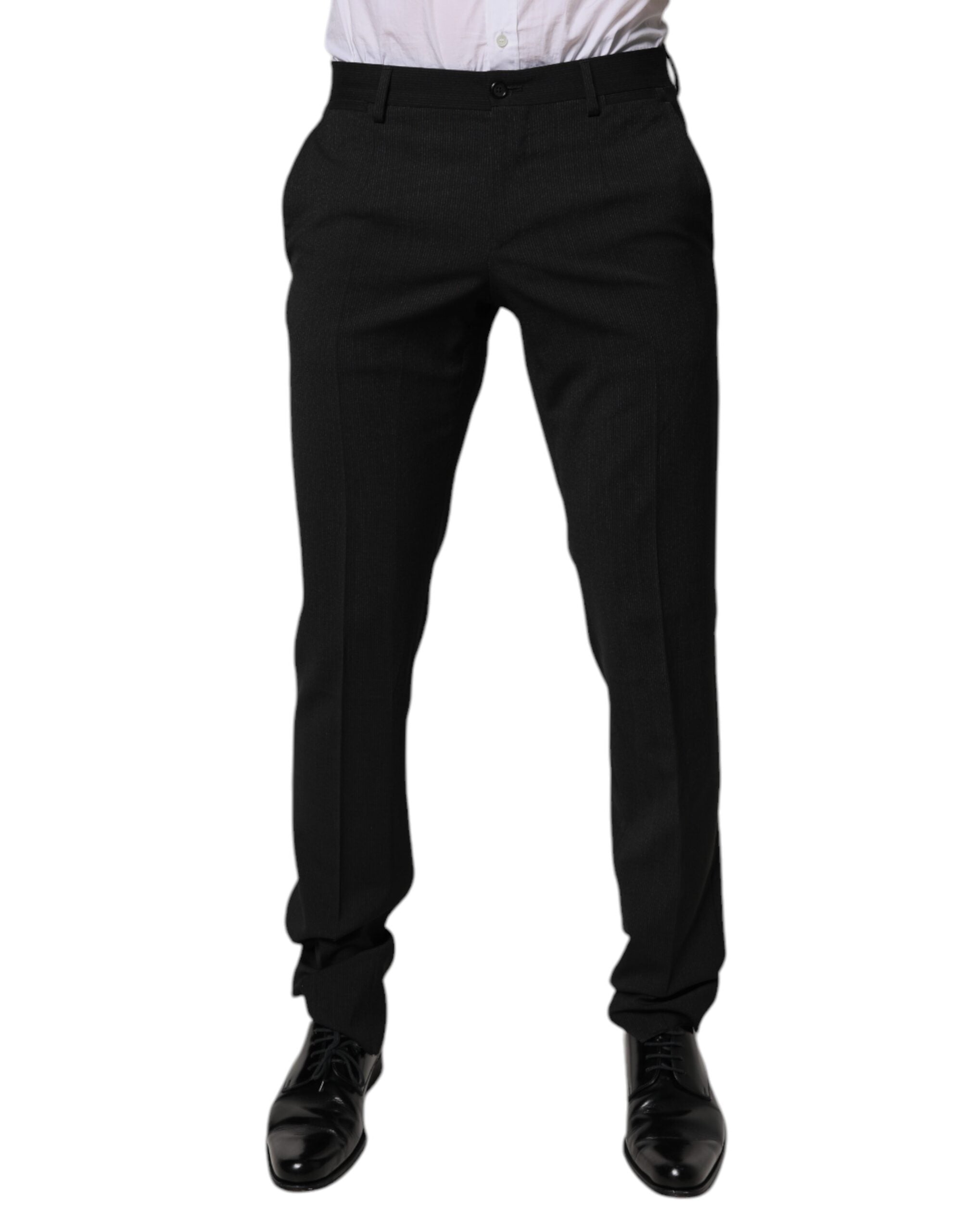 Dolce & Gabbana Black Polyester Tapered Formal Men Dress Men's Pants