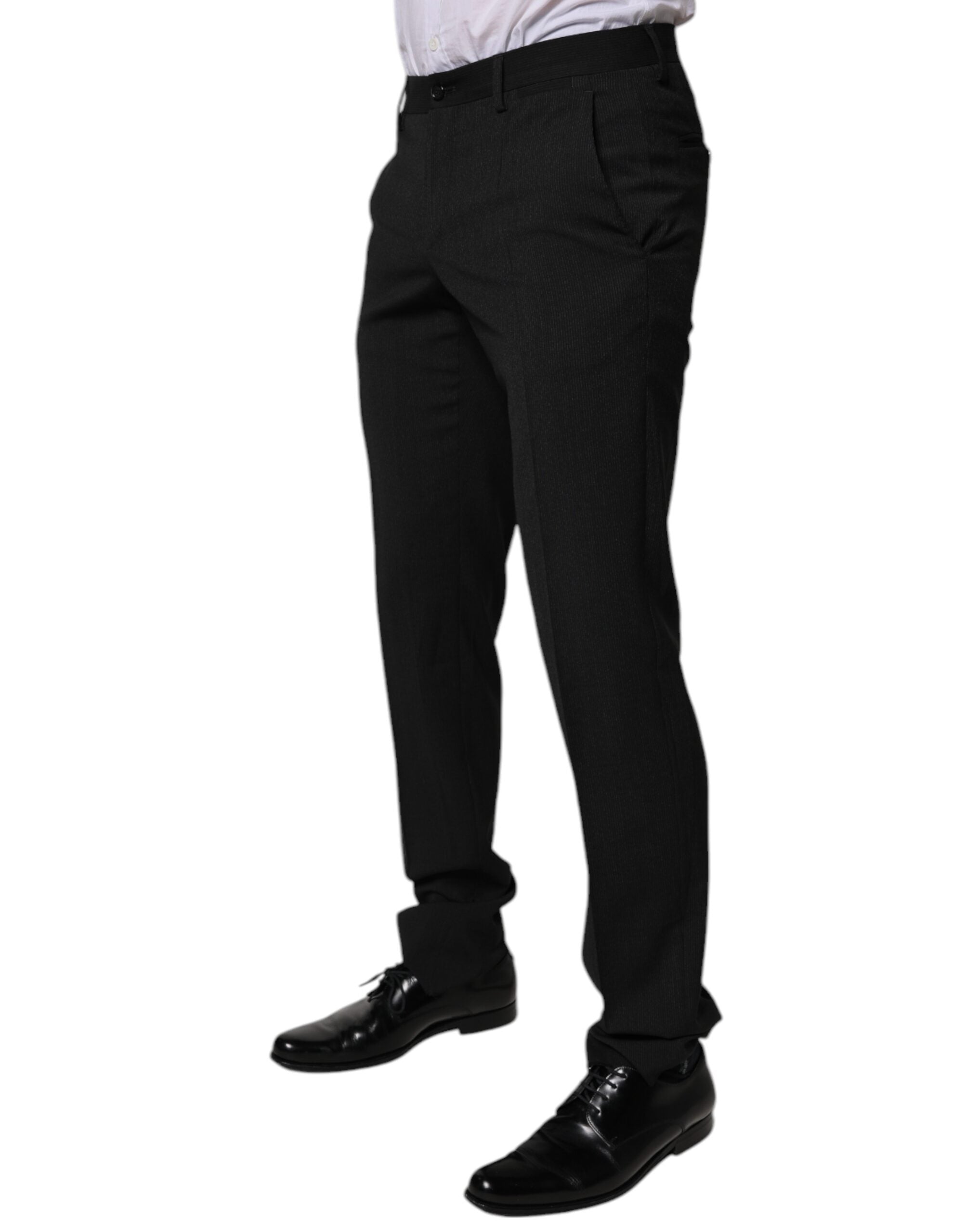 Dolce & Gabbana Black Polyester Tapered Formal Men Dress Men's Pants