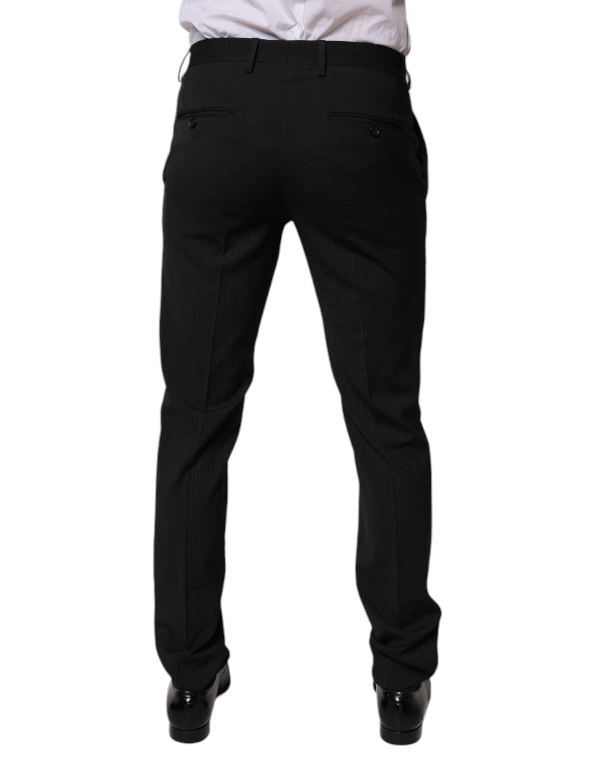Dolce & Gabbana Black Polyester Tapered Formal Men Dress Men's Pants