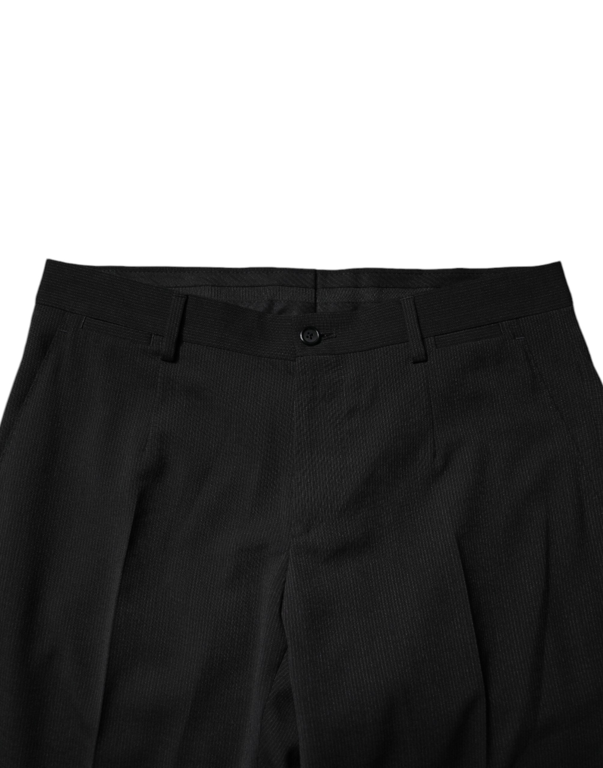 Dolce & Gabbana Black Polyester Tapered Formal Men Dress Men's Pants
