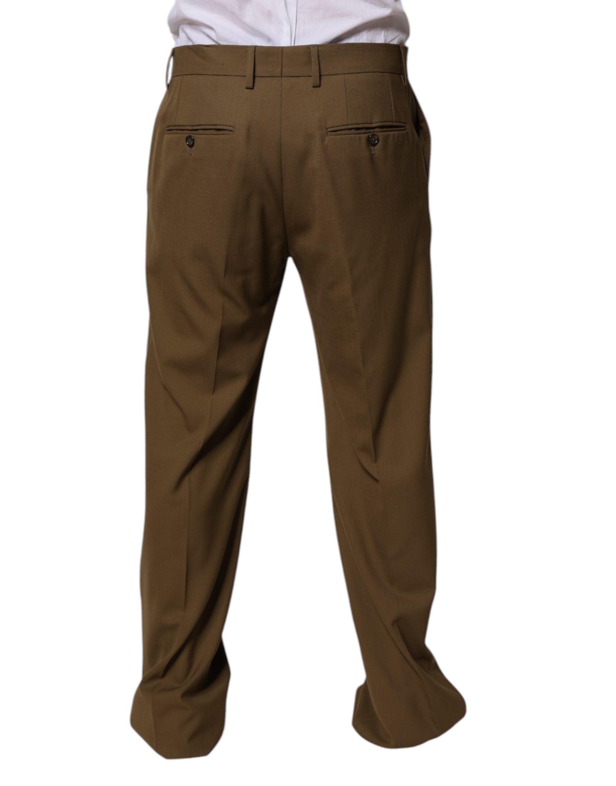 Dolce & Gabbana Brown Wool Straight Formal Dress Men's Pants