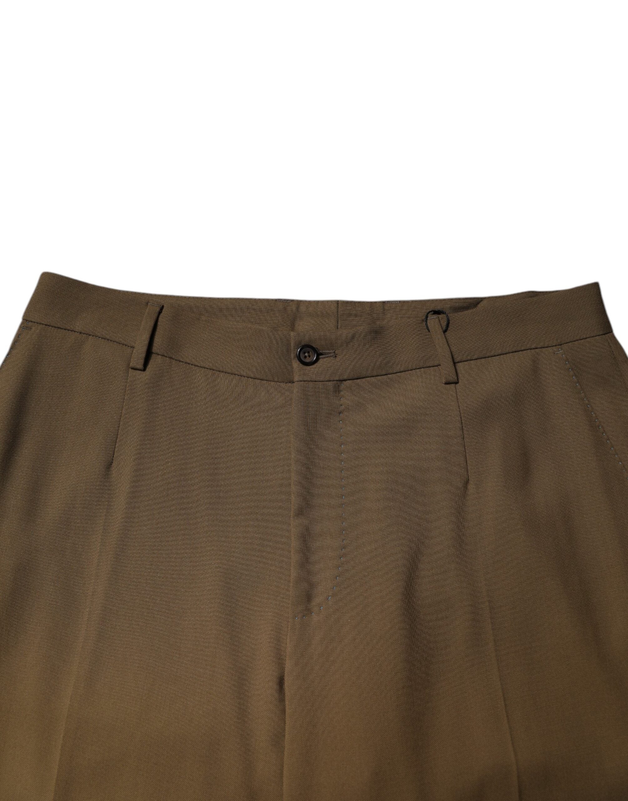 Dolce & Gabbana Brown Wool Straight Formal Dress Men's Pants