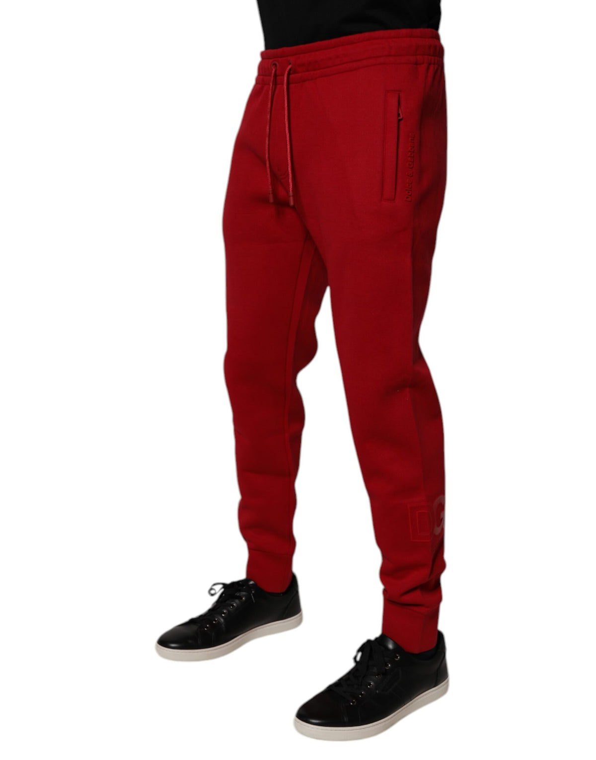 Dolce & Gabbana Red DG Logo Cotton Jogger Men SweatMen's Men's Pants (Pre-Owned)