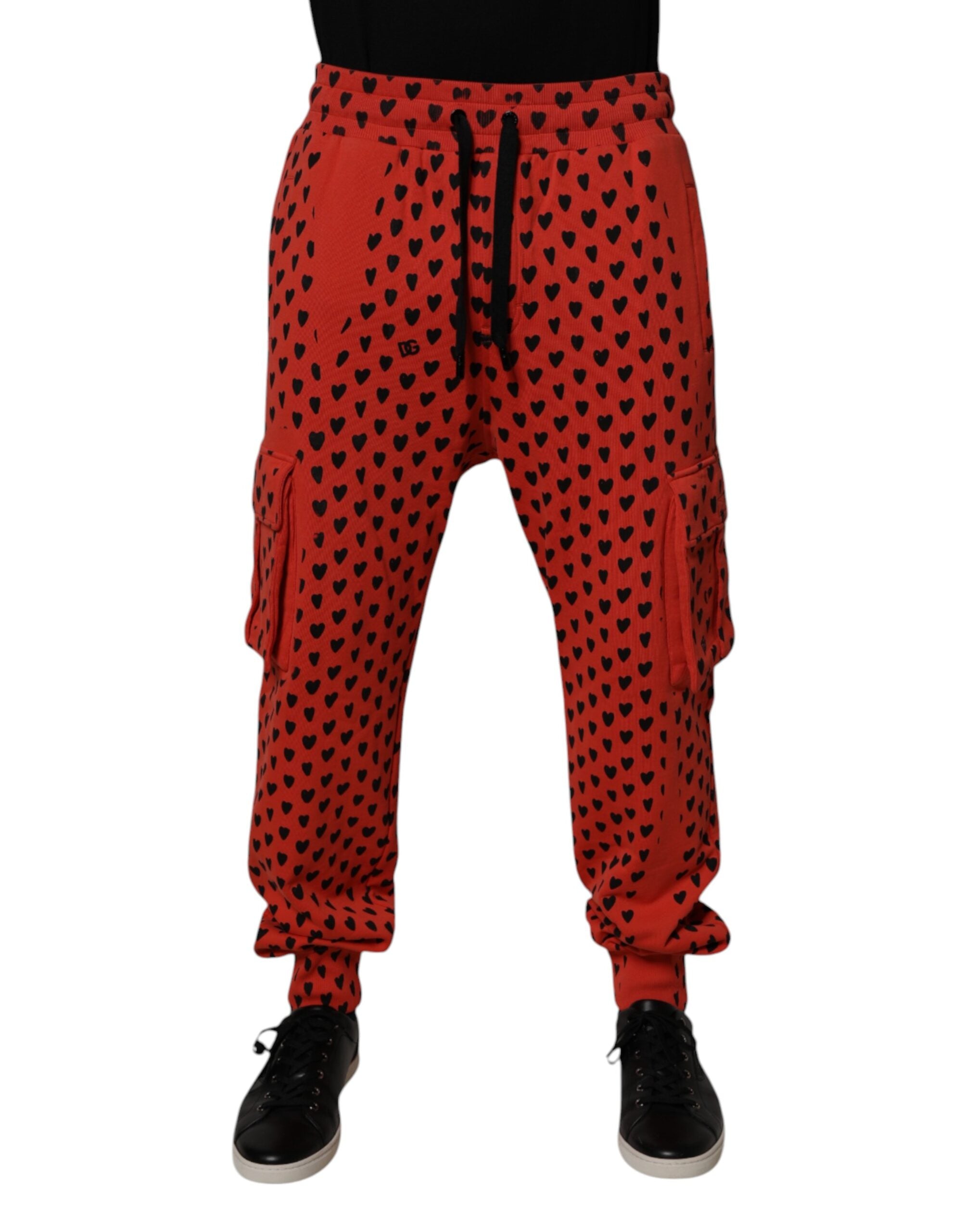 Dolce & Gabbana Red Hearts Cargo Jogger Men SweatMen's Men's Pants (Pre-Owned)