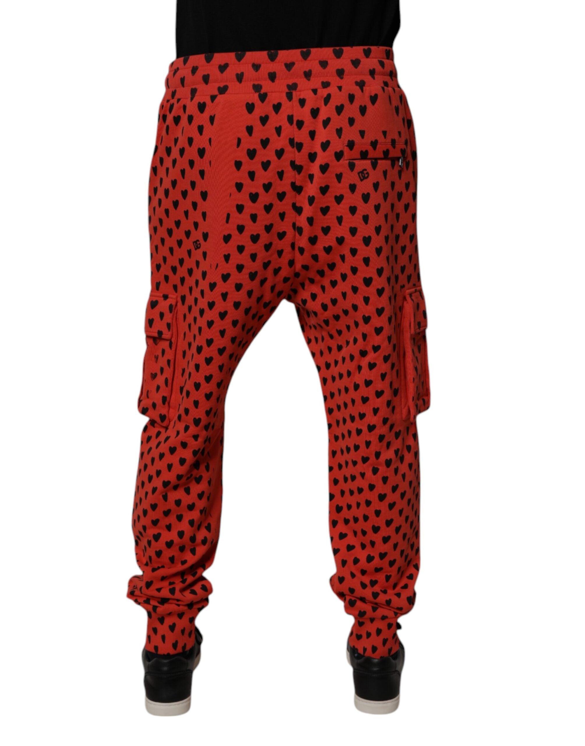 Dolce & Gabbana Red Hearts Cargo Jogger Men SweatMen's Men's Pants (Pre-Owned)