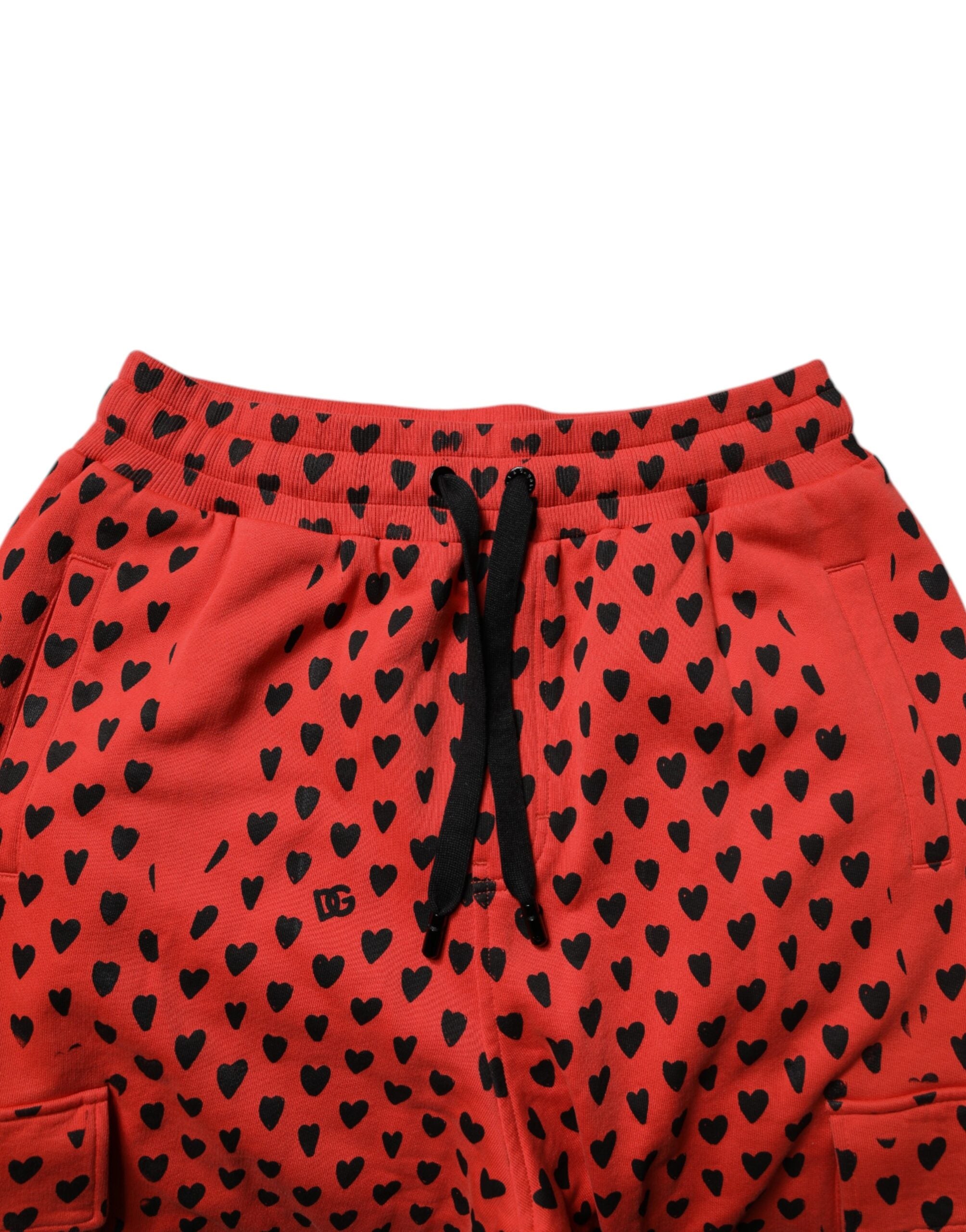 Dolce & Gabbana Red Hearts Cargo Jogger Men SweatMen's Men's Pants (Pre-Owned)