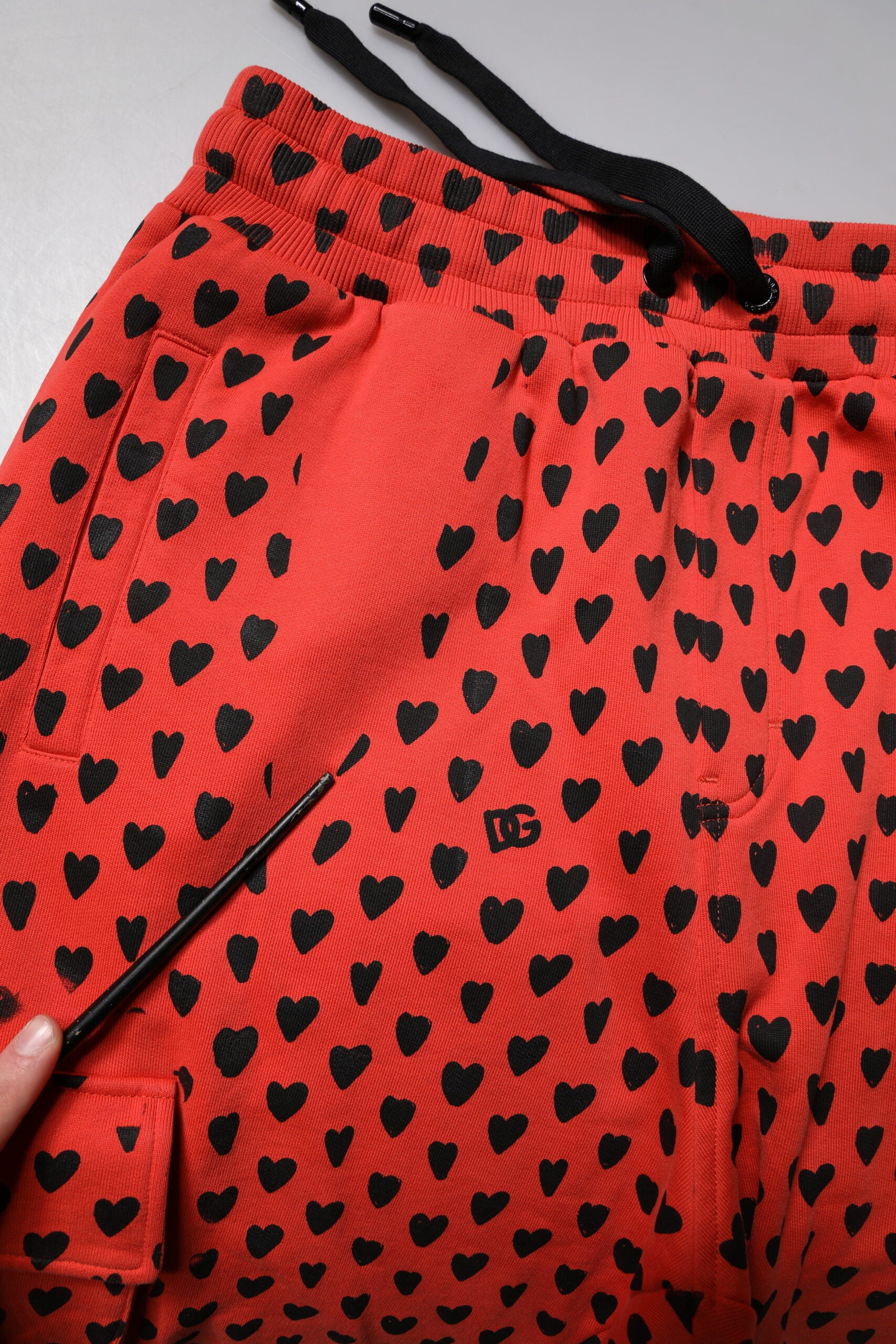 Dolce & Gabbana Red Hearts Cargo Jogger Men SweatMen's Men's Pants (Pre-Owned)