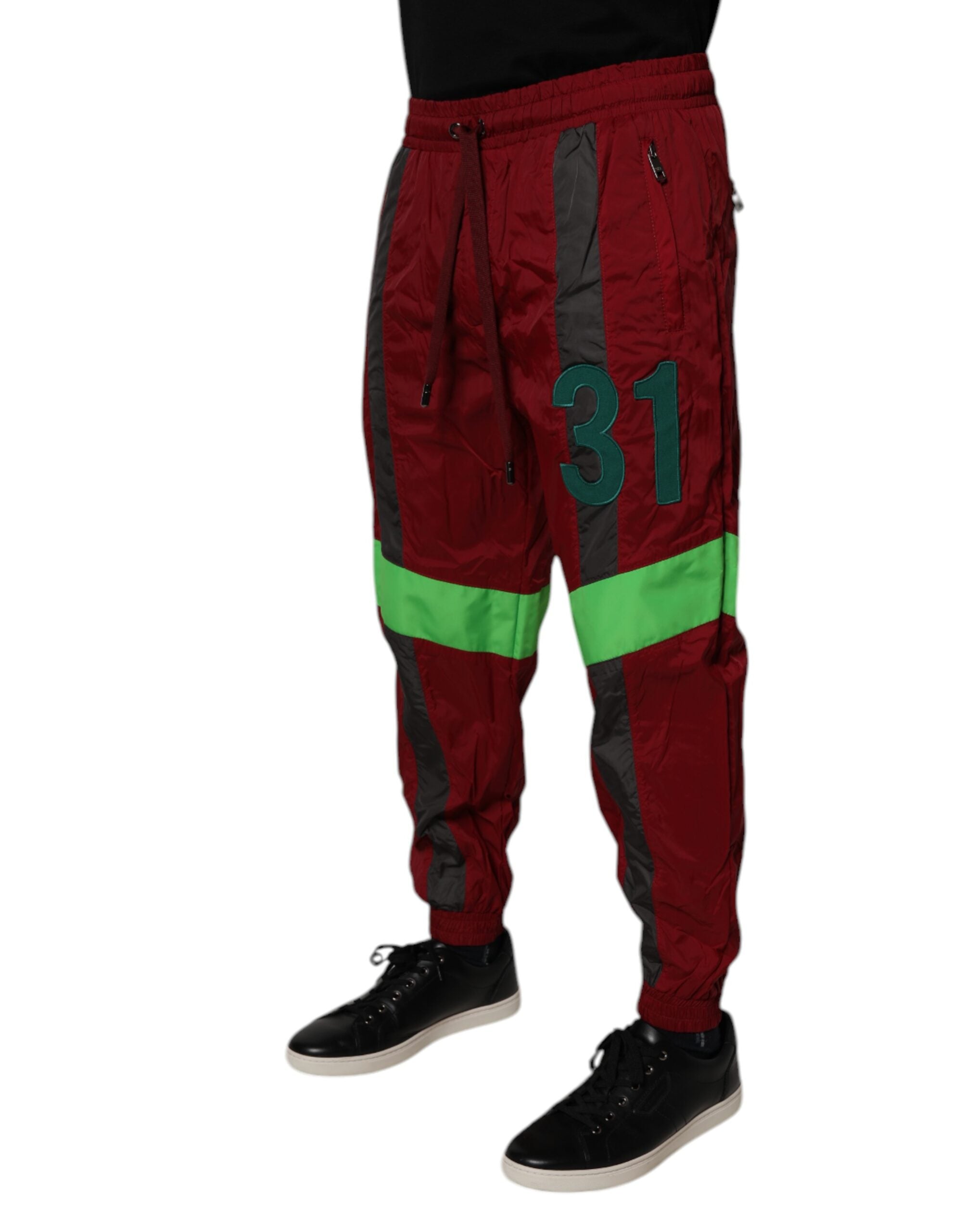 Dolce & Gabbana Maroon Nylon Men Jogger SweatMen's Men's Pants