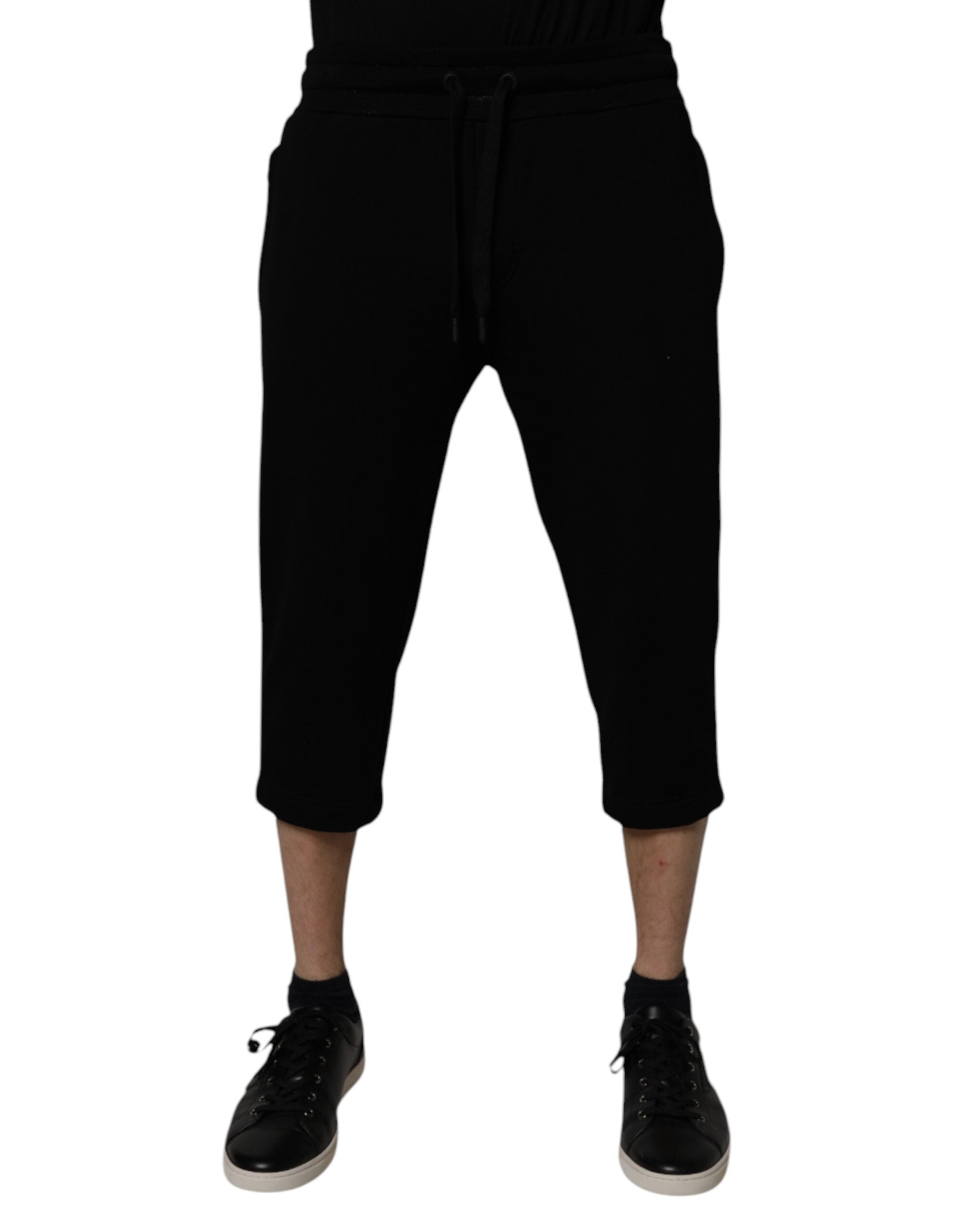 Dolce & Gabbana Black Cotton Blend Cropped SweatMen's Men's Pants