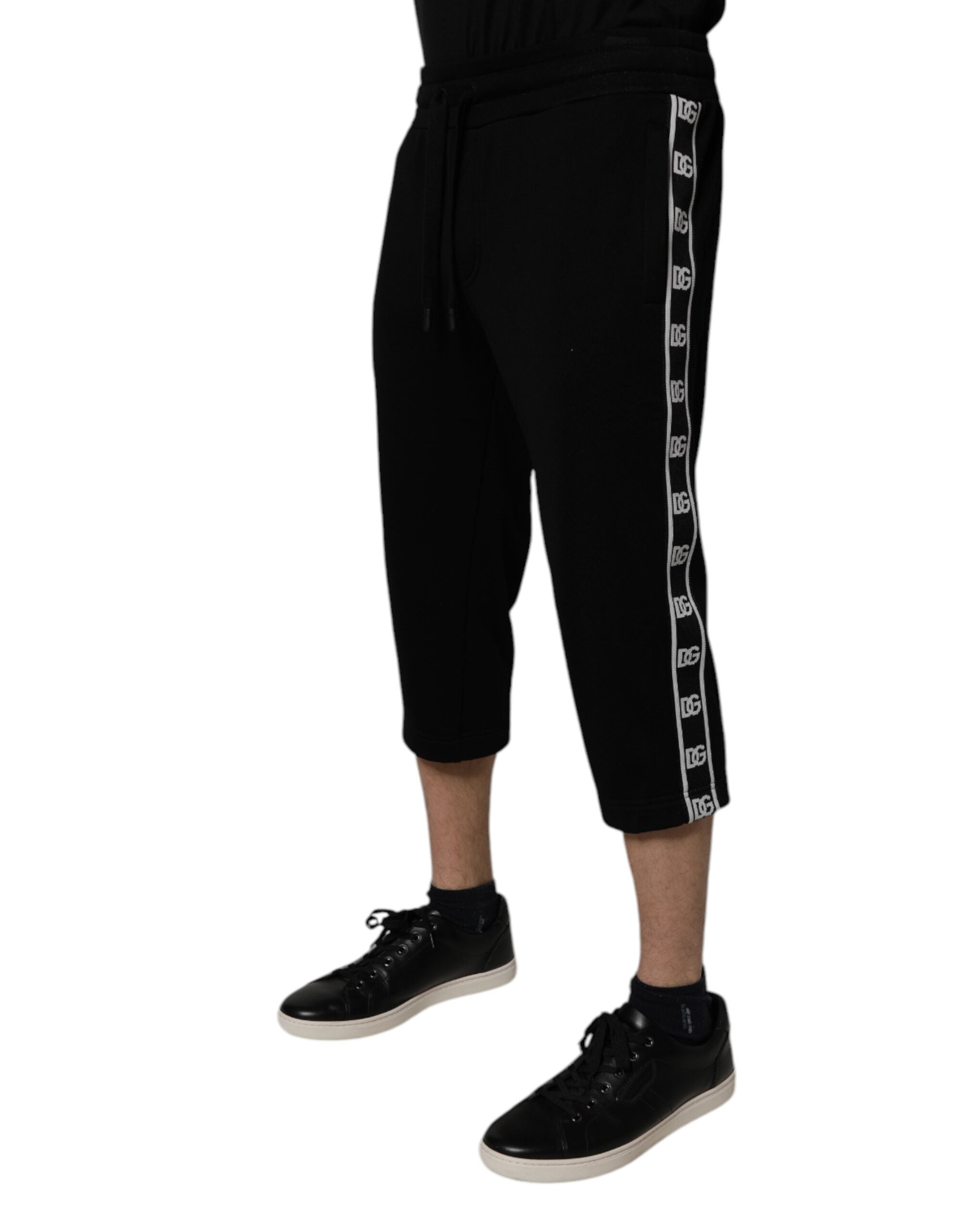 Dolce & Gabbana Black Cotton Blend Cropped SweatMen's Men's Pants
