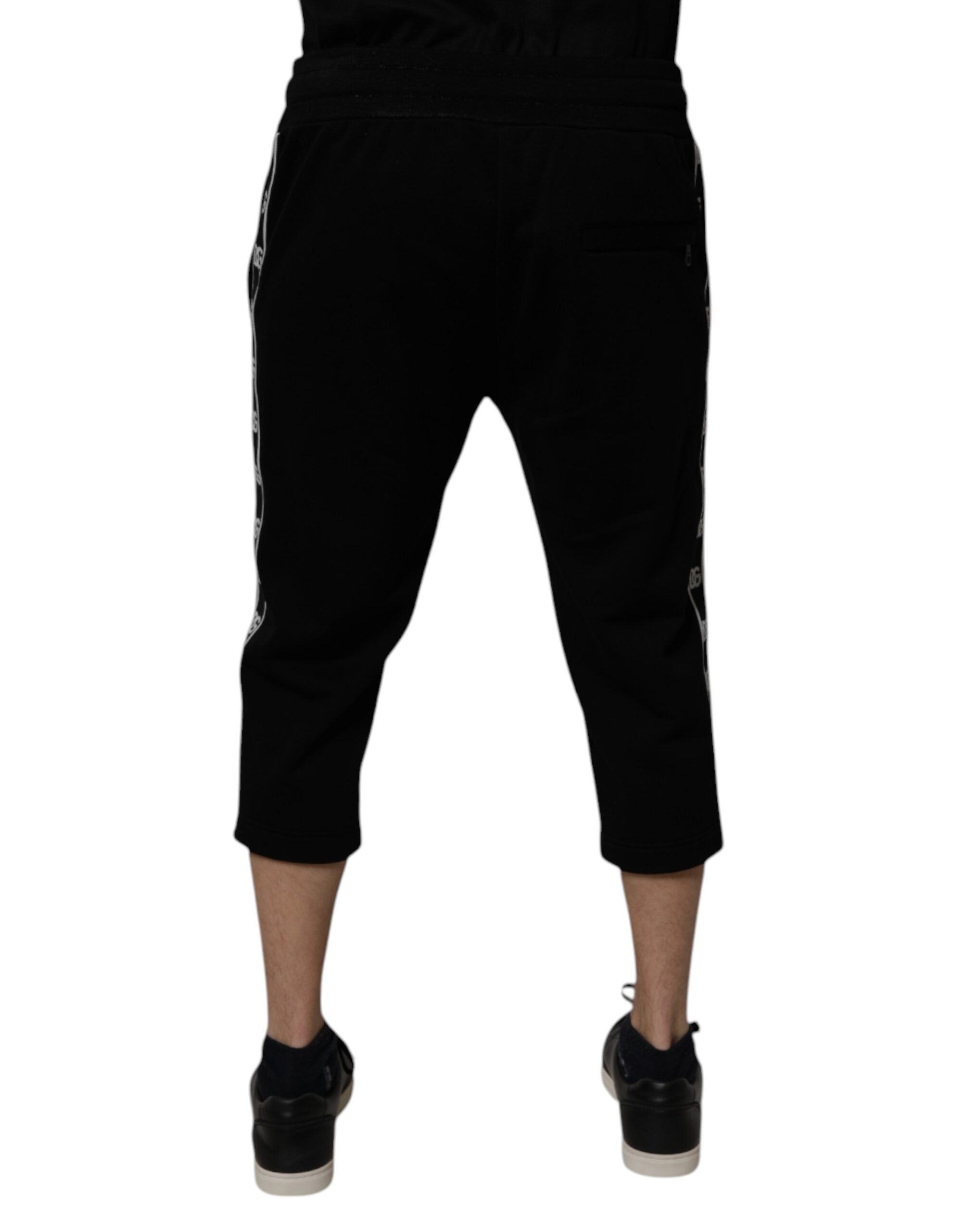 Dolce & Gabbana Black Cotton Blend Cropped SweatMen's Men's Pants