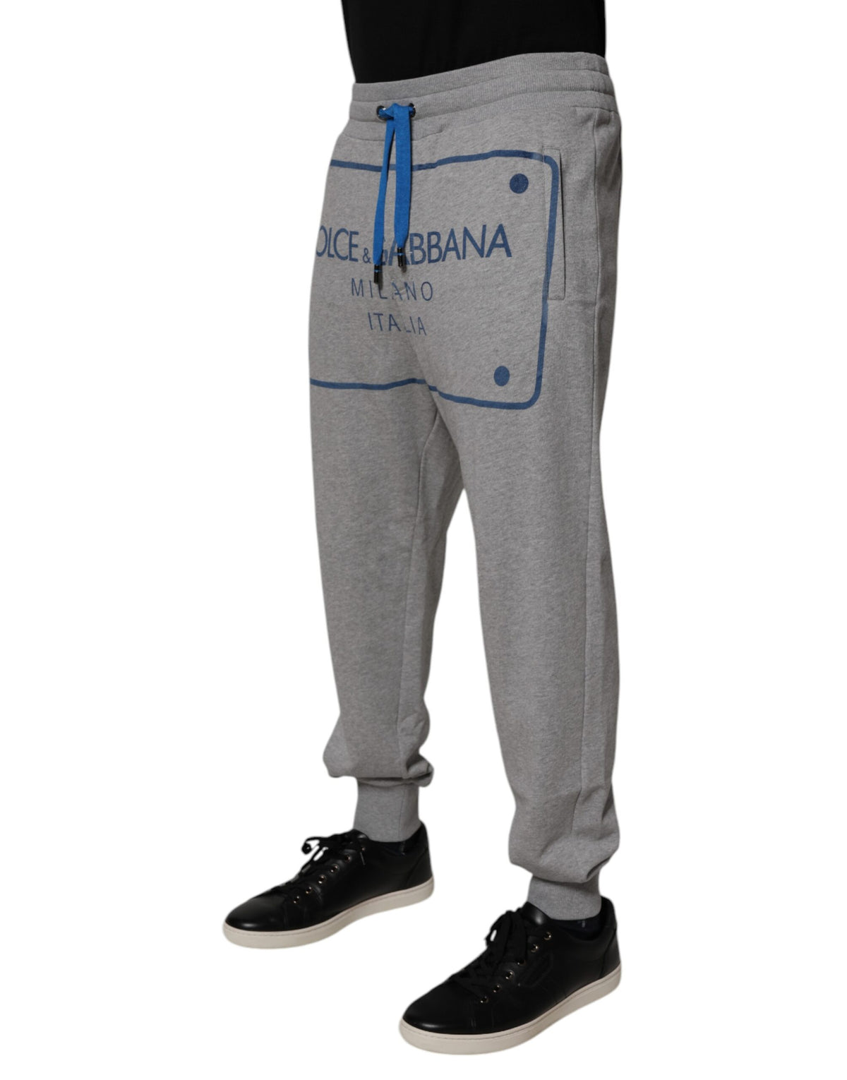Dolce & Gabbana Gray Logo Cotton Men Jogger SweatMen's Men's Pants (Pre-Owned)