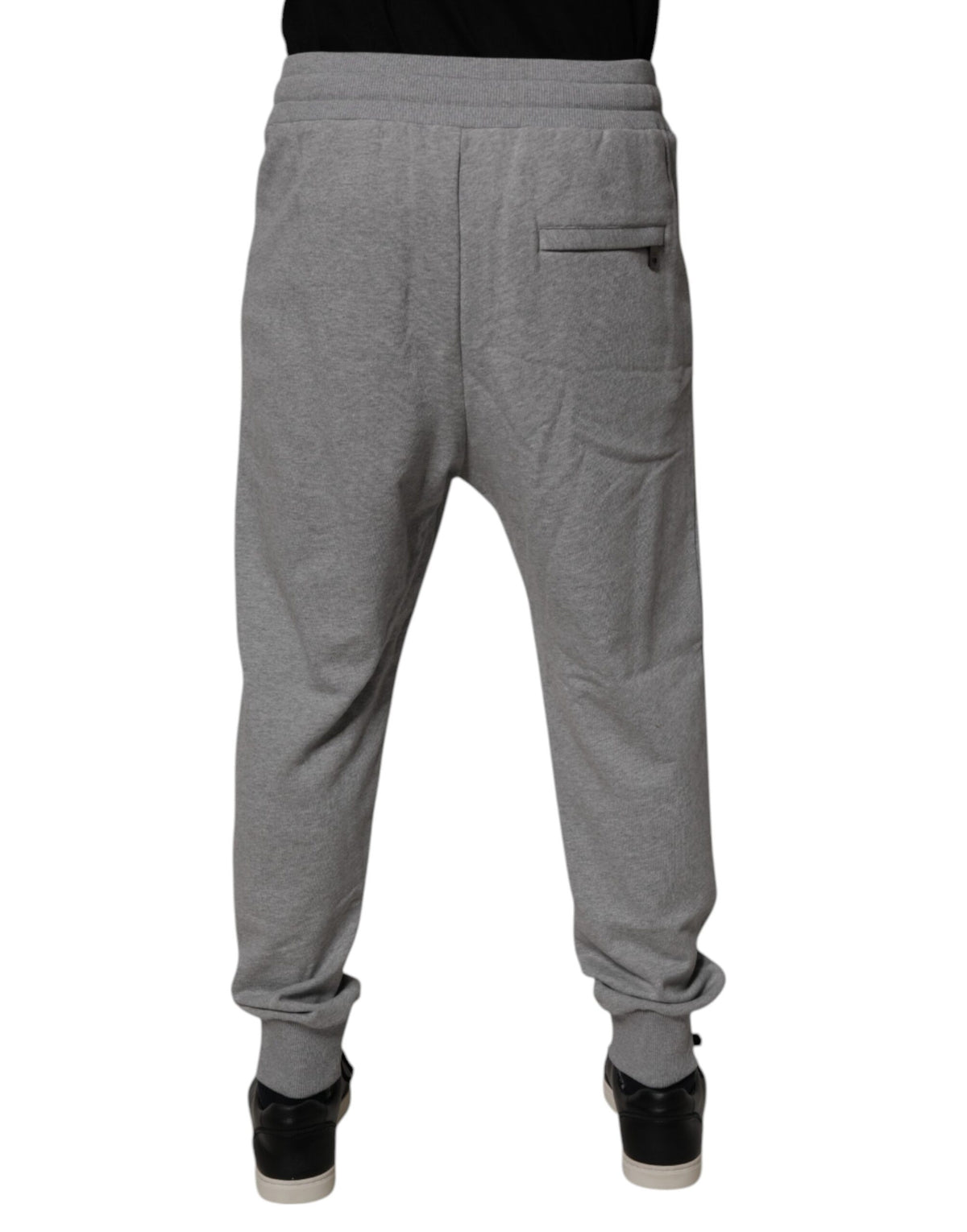 Dolce & Gabbana Gray Logo Cotton Men Jogger SweatMen's Men's Pants (Pre-Owned)