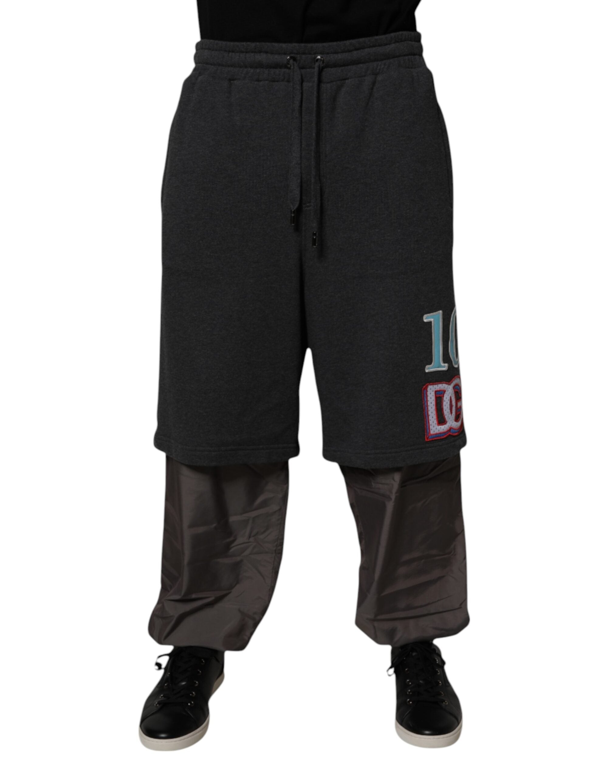 Dolce & Gabbana Dark Gray Cotton Layered Straight SweatMen's Men's Pants