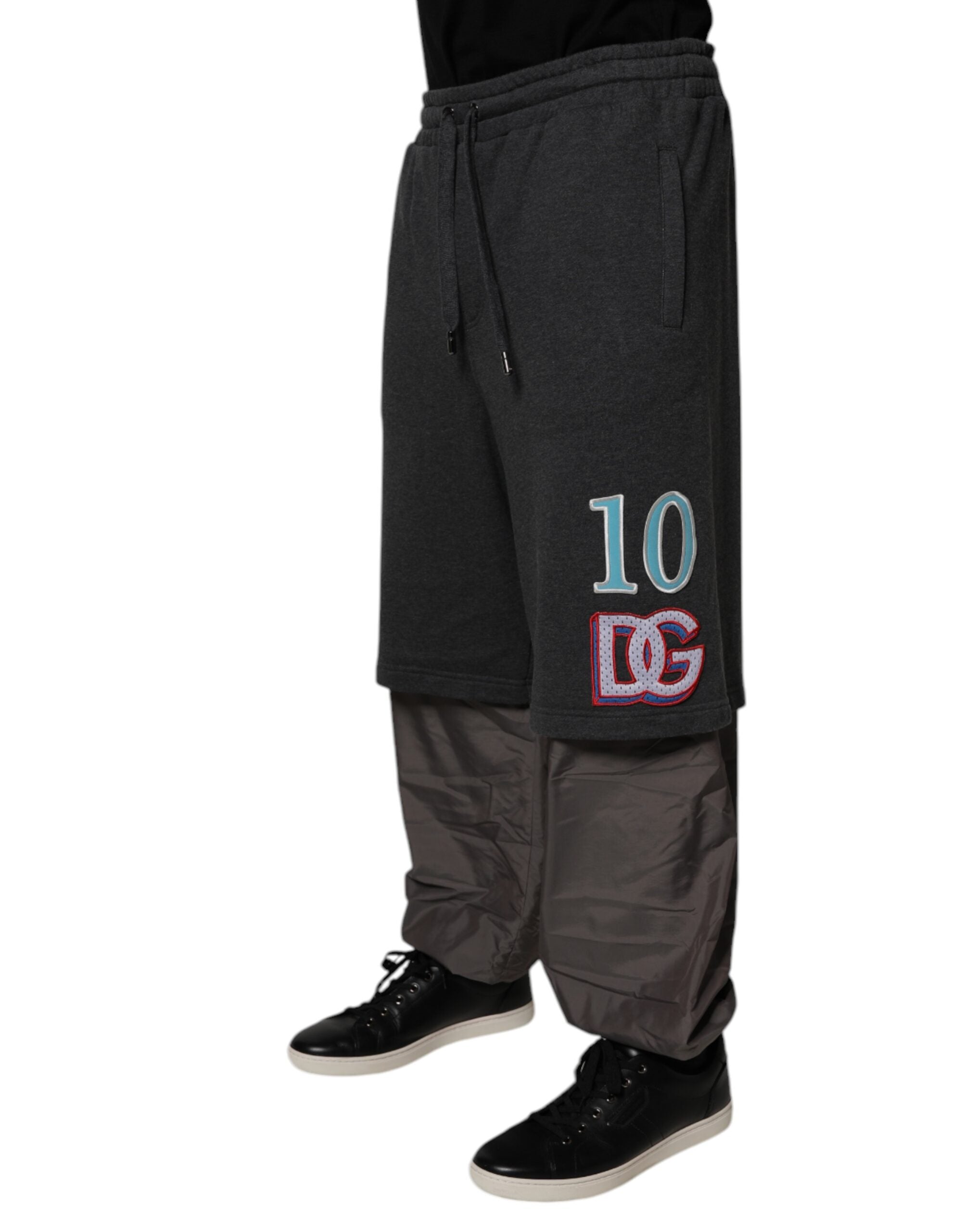 Dolce & Gabbana Dark Gray Cotton Layered Straight SweatMen's Men's Pants
