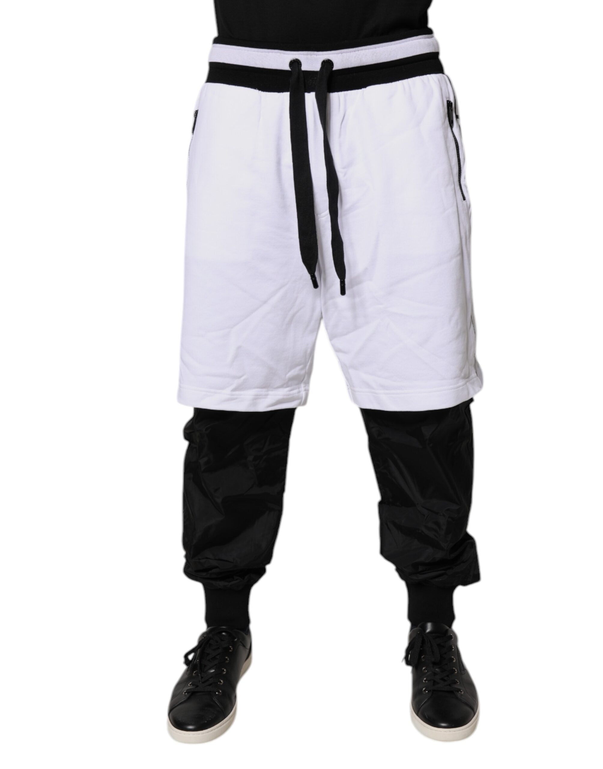 Dolce & Gabbana Black White Cotton Layered SweatMen's Men's Pants