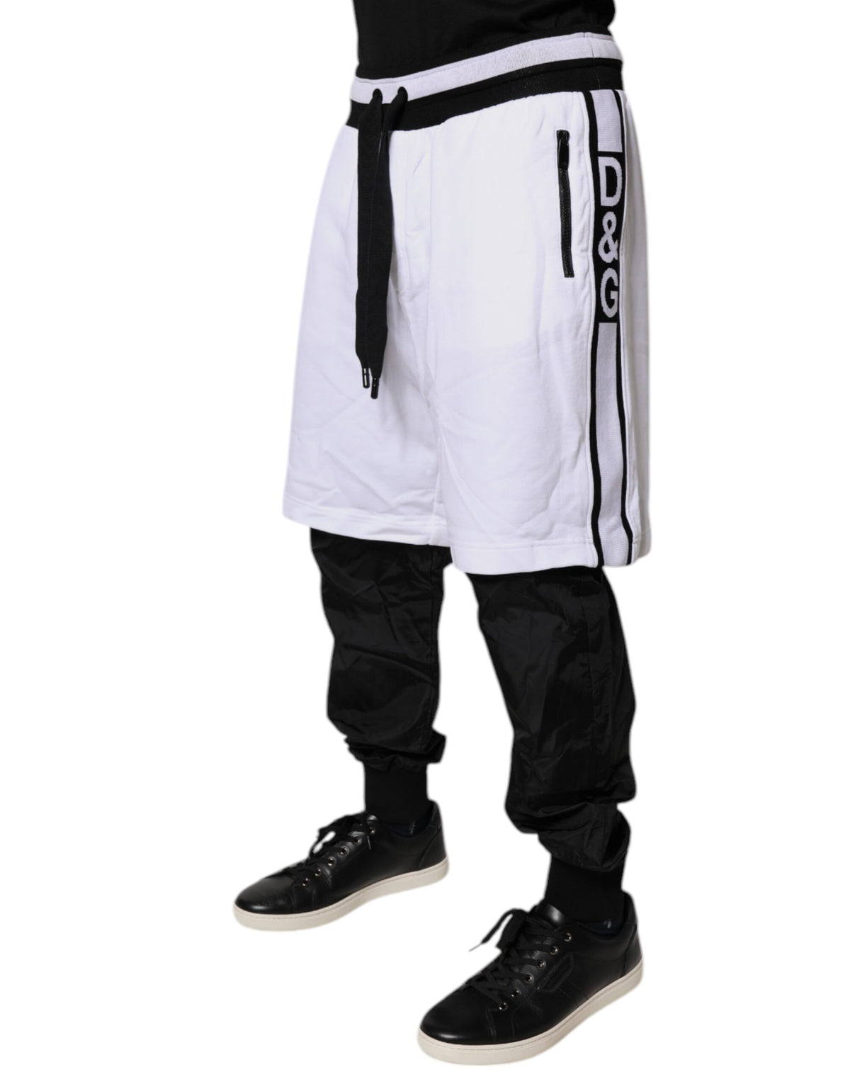 Dolce & Gabbana Black White Cotton Layered SweatMen's Men's Pants