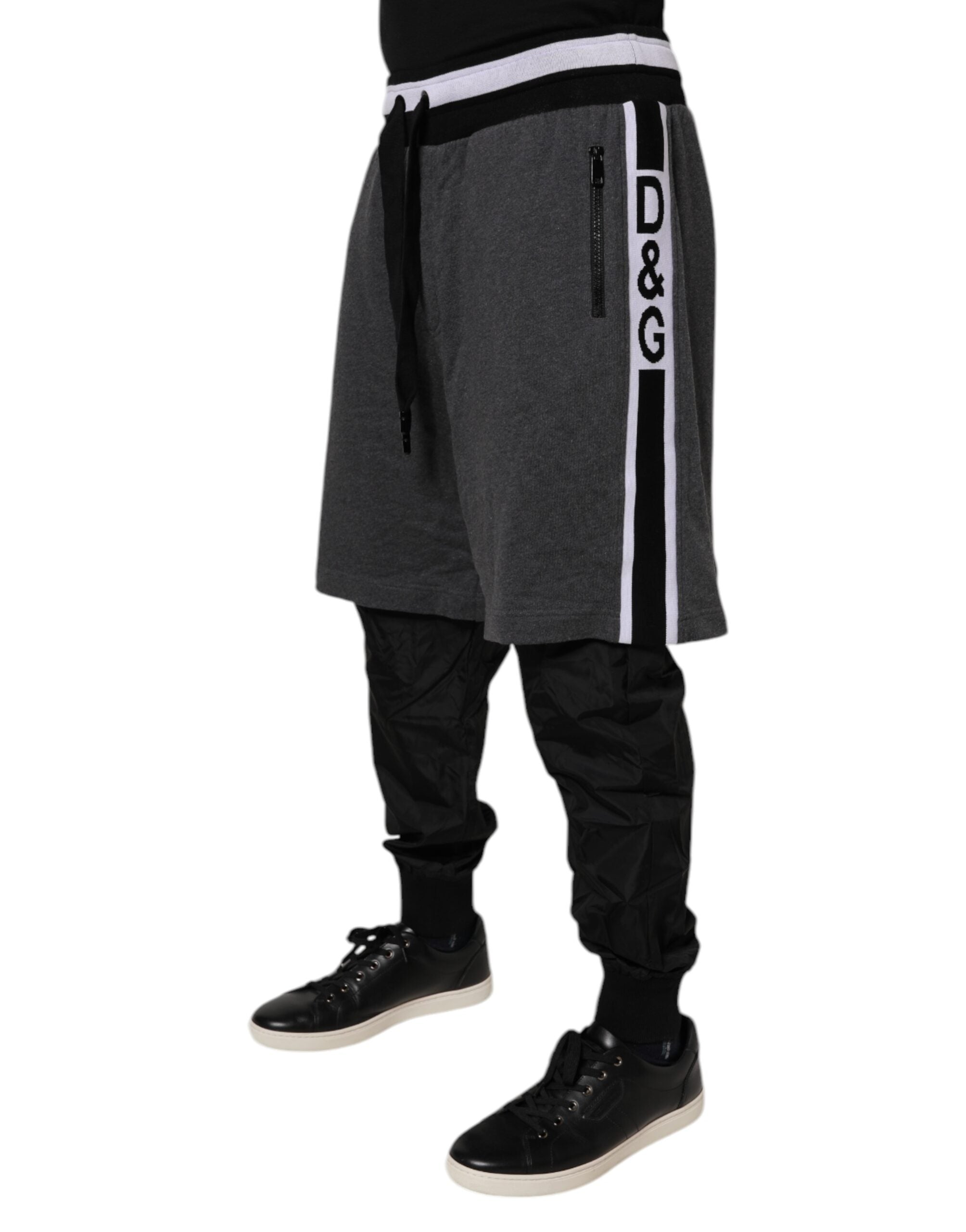 Dolce & Gabbana Black Gray Cotton Layered Men SweatMen's Men's Pants