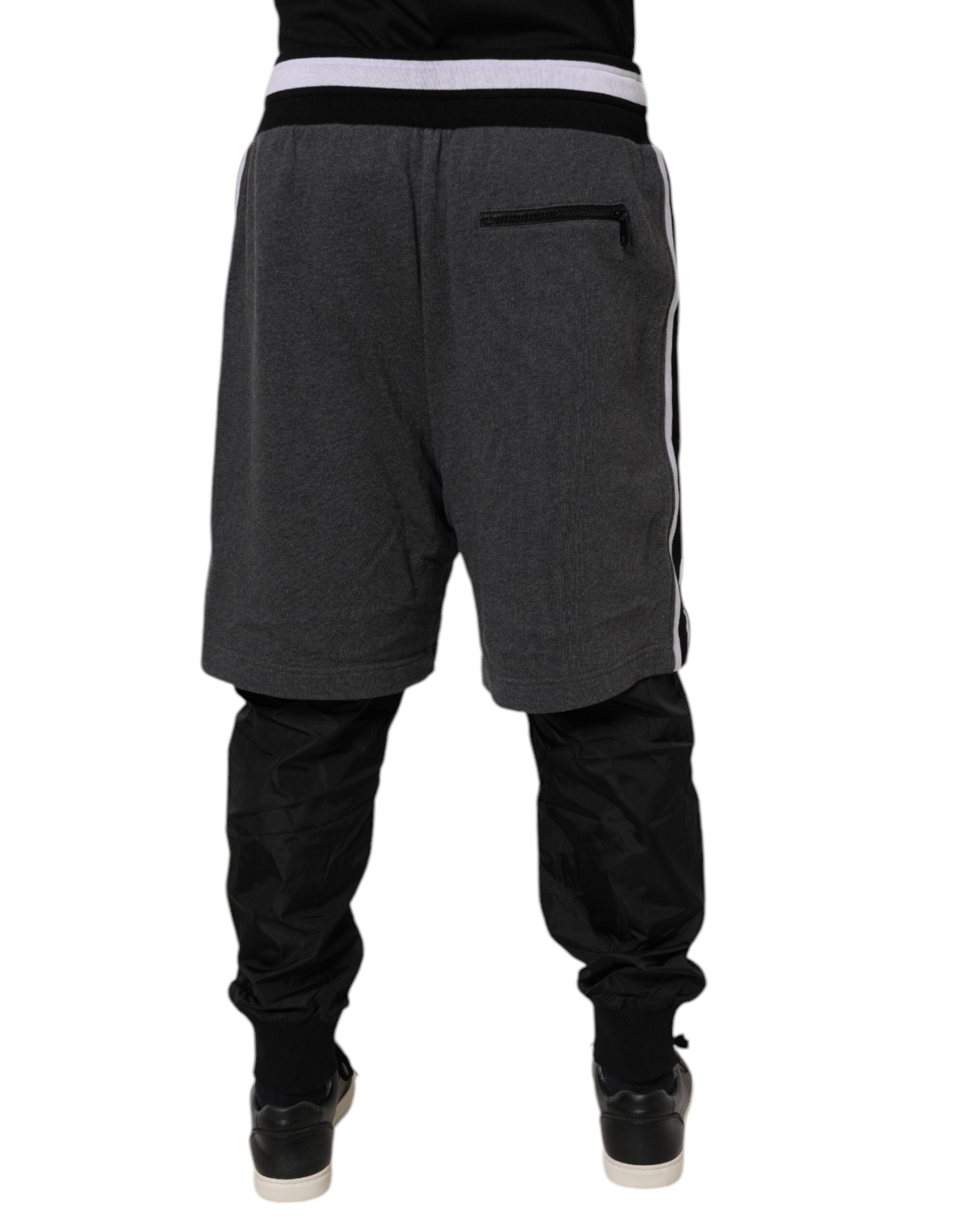 Dolce & Gabbana Black Gray Cotton Layered Men SweatMen's Men's Pants