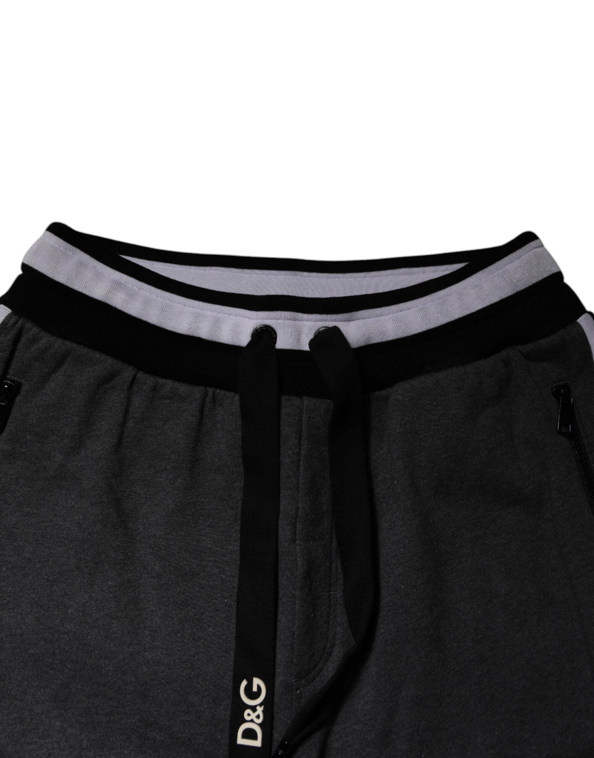 Dolce & Gabbana Black Gray Cotton Layered Men SweatMen's Men's Pants