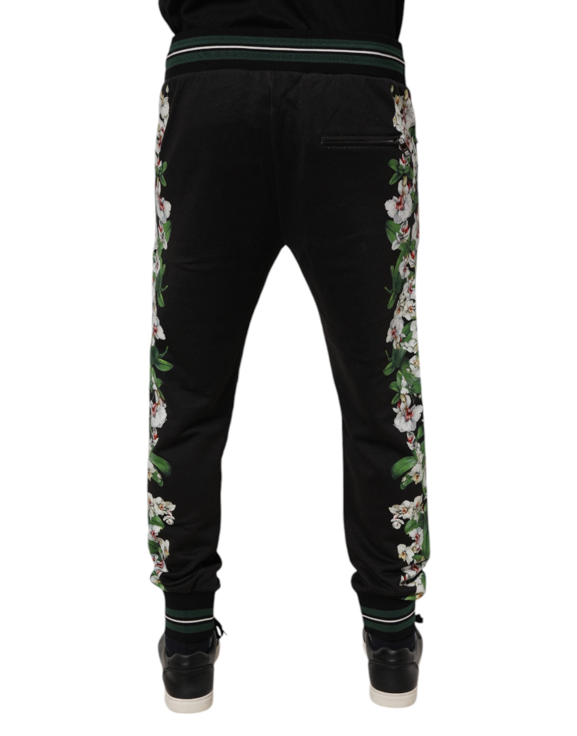 Dolce & Gabbana Black Floral King Men Jogger SweatMen's Men's Pants