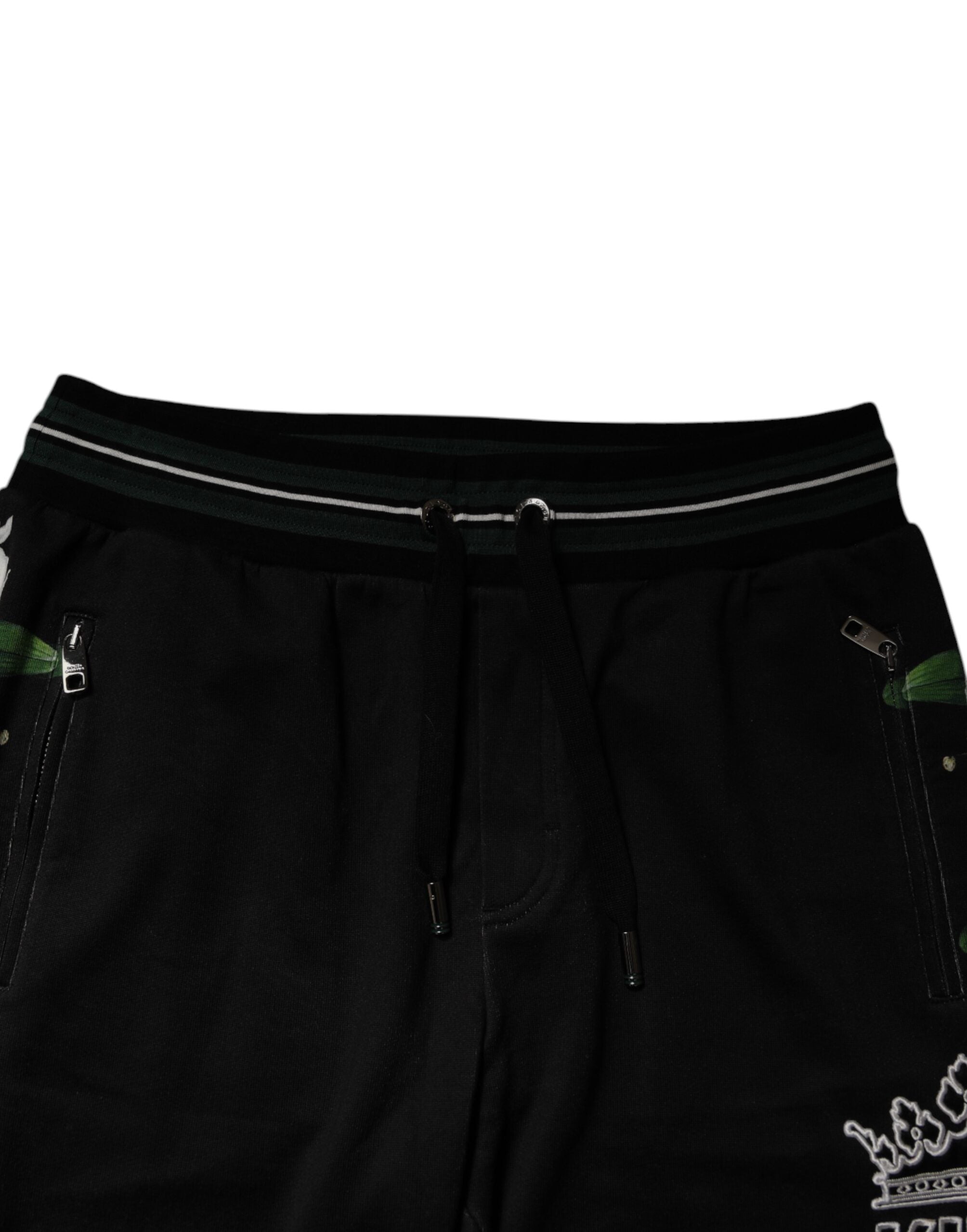 Dolce & Gabbana Black Floral King Men Jogger SweatMen's Men's Pants