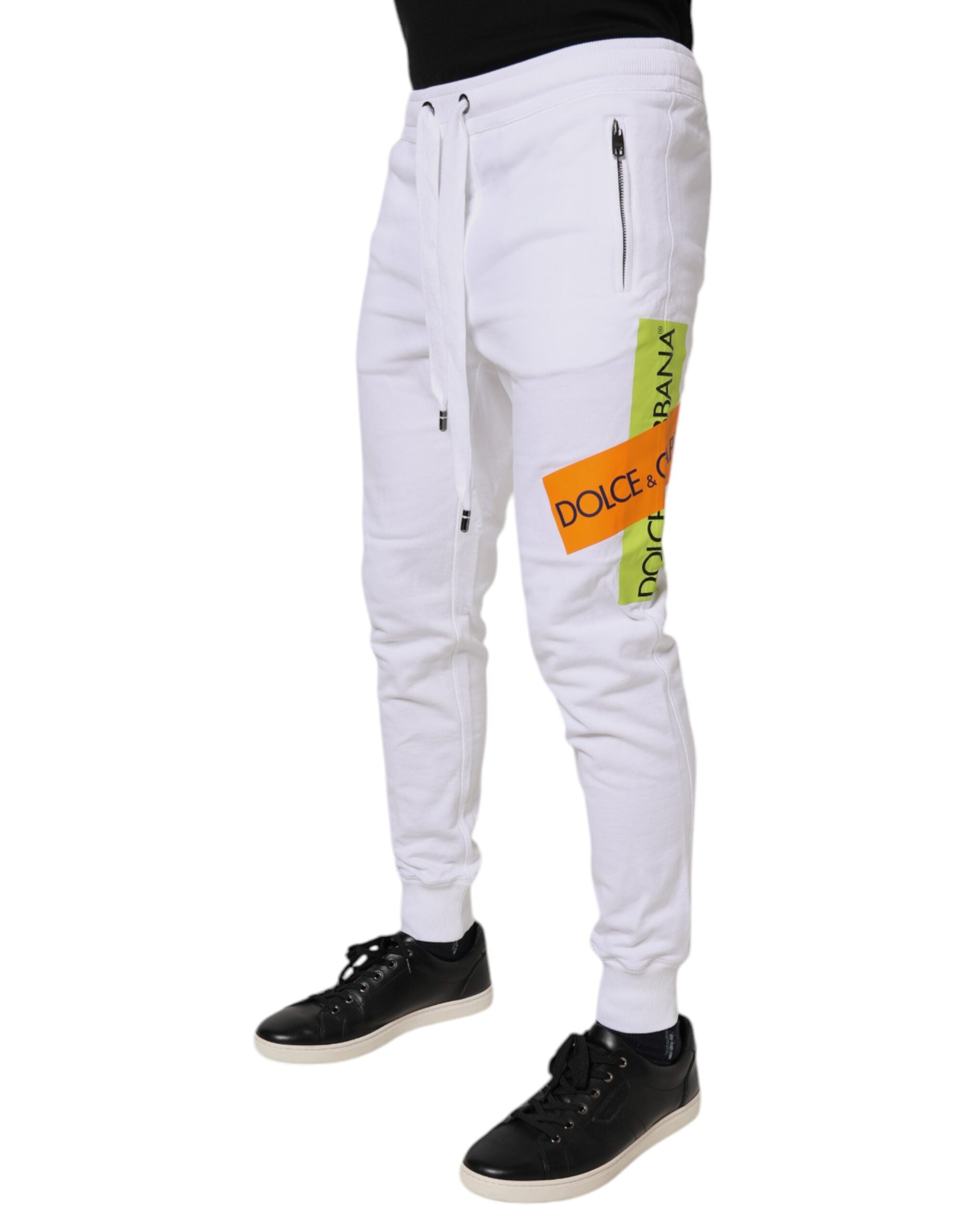 Dolce & Gabbana White Logo Tape Jogger Cotton SweatMen's Men's Pants (Pre-Owned)
