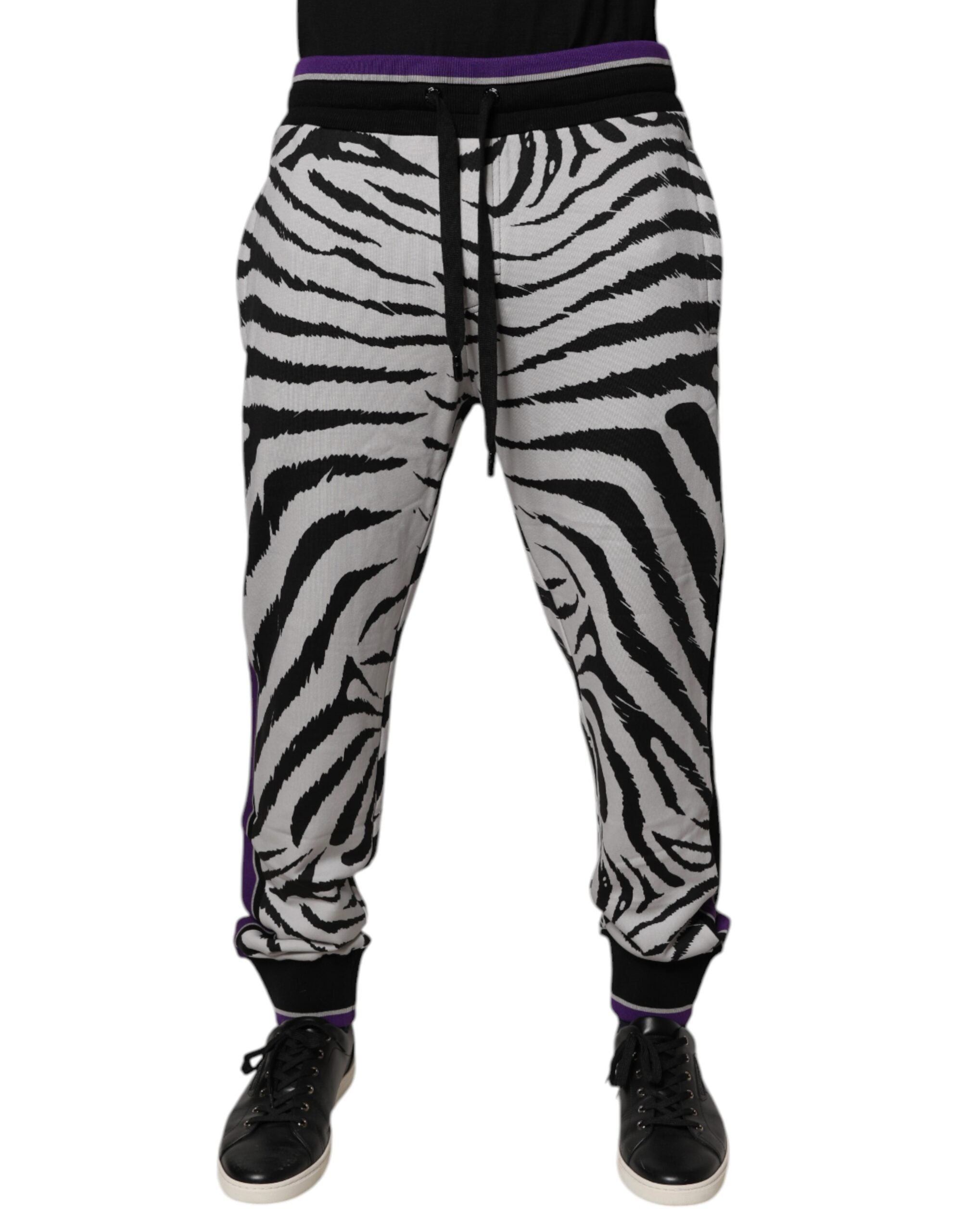 Dolce & Gabbana Black White Zebra Men Jogger SweatMen's Men's Pants