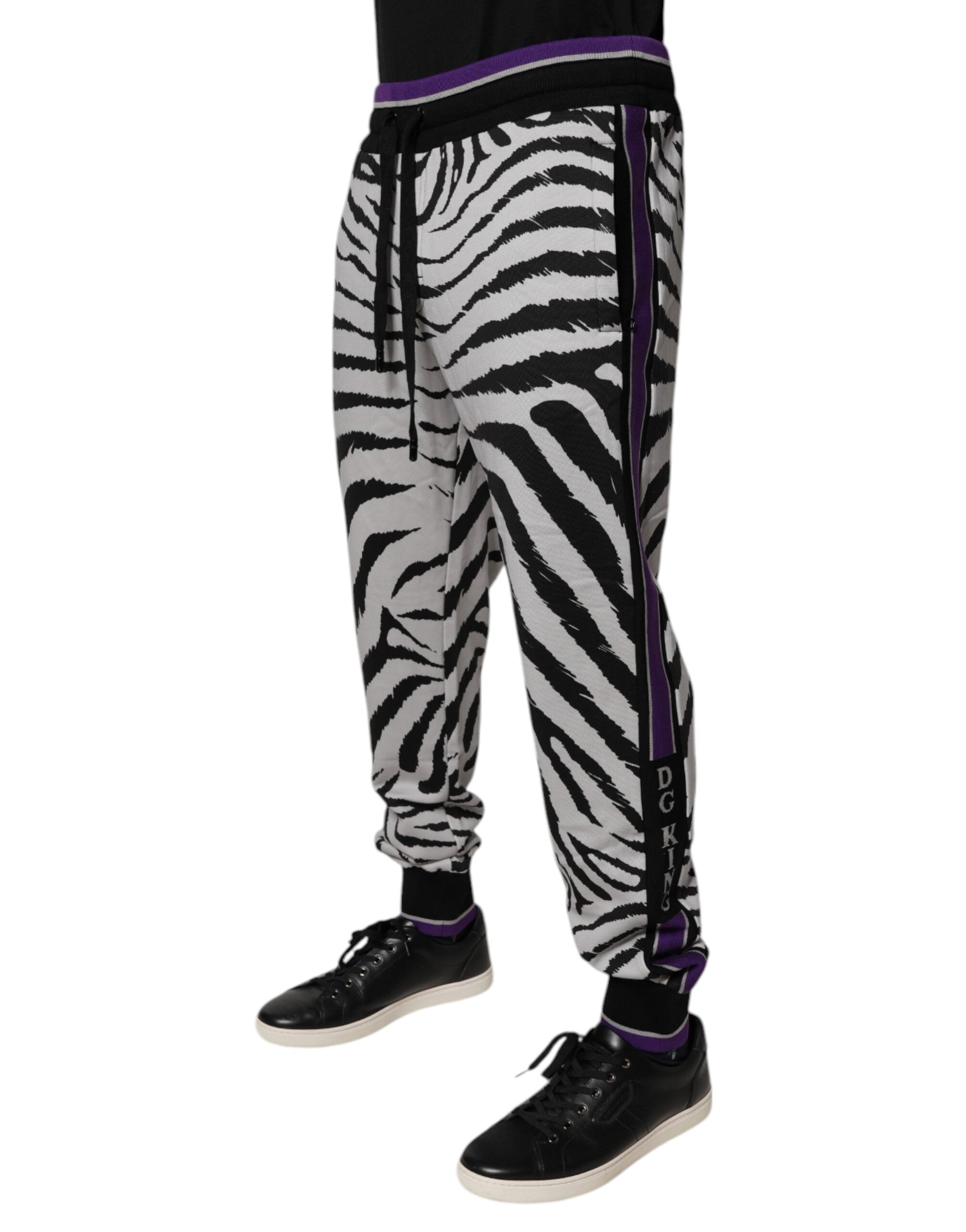 Dolce & Gabbana Black White Zebra Men Jogger SweatMen's Men's Pants