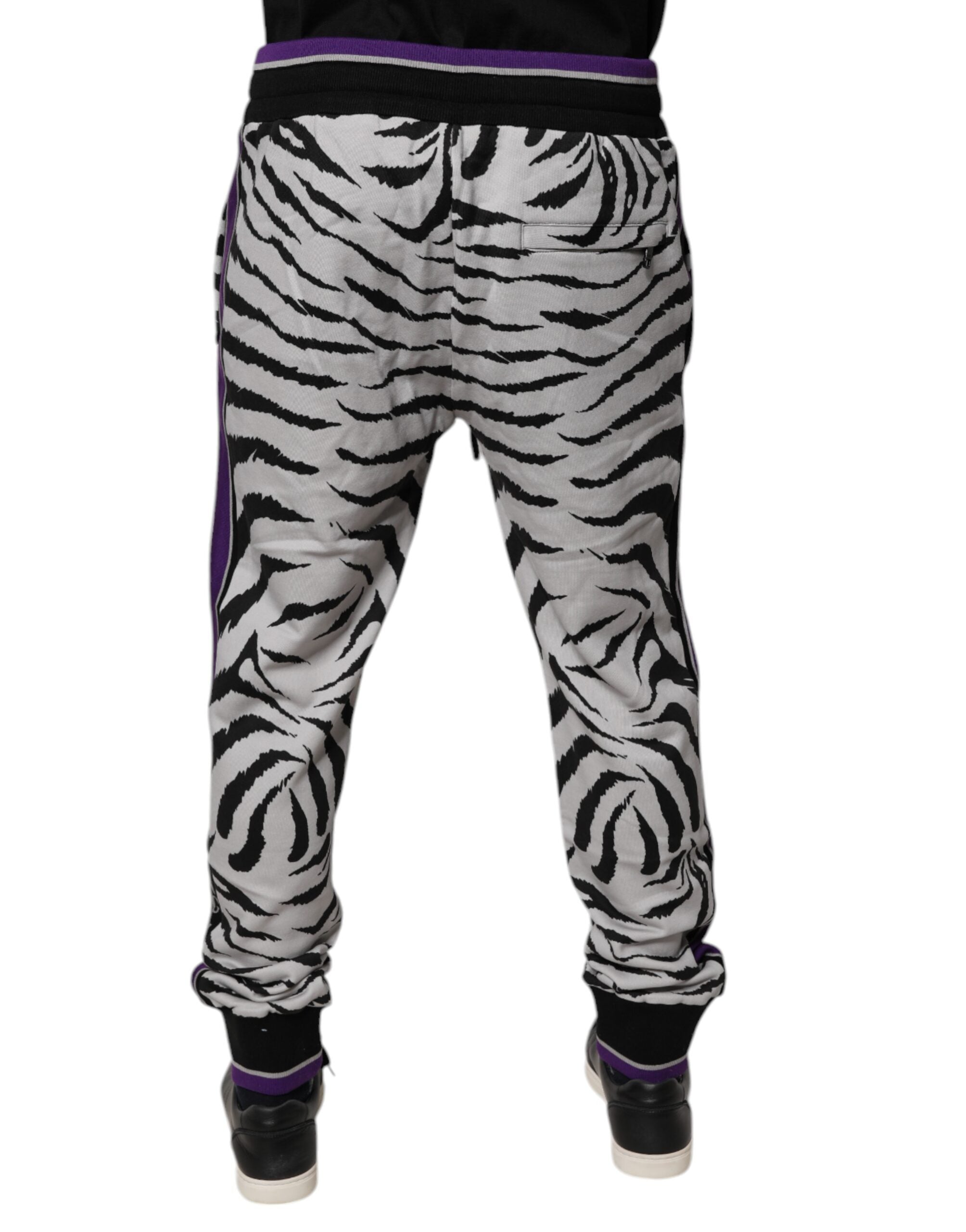 Dolce & Gabbana Black White Zebra Men Jogger SweatMen's Men's Pants