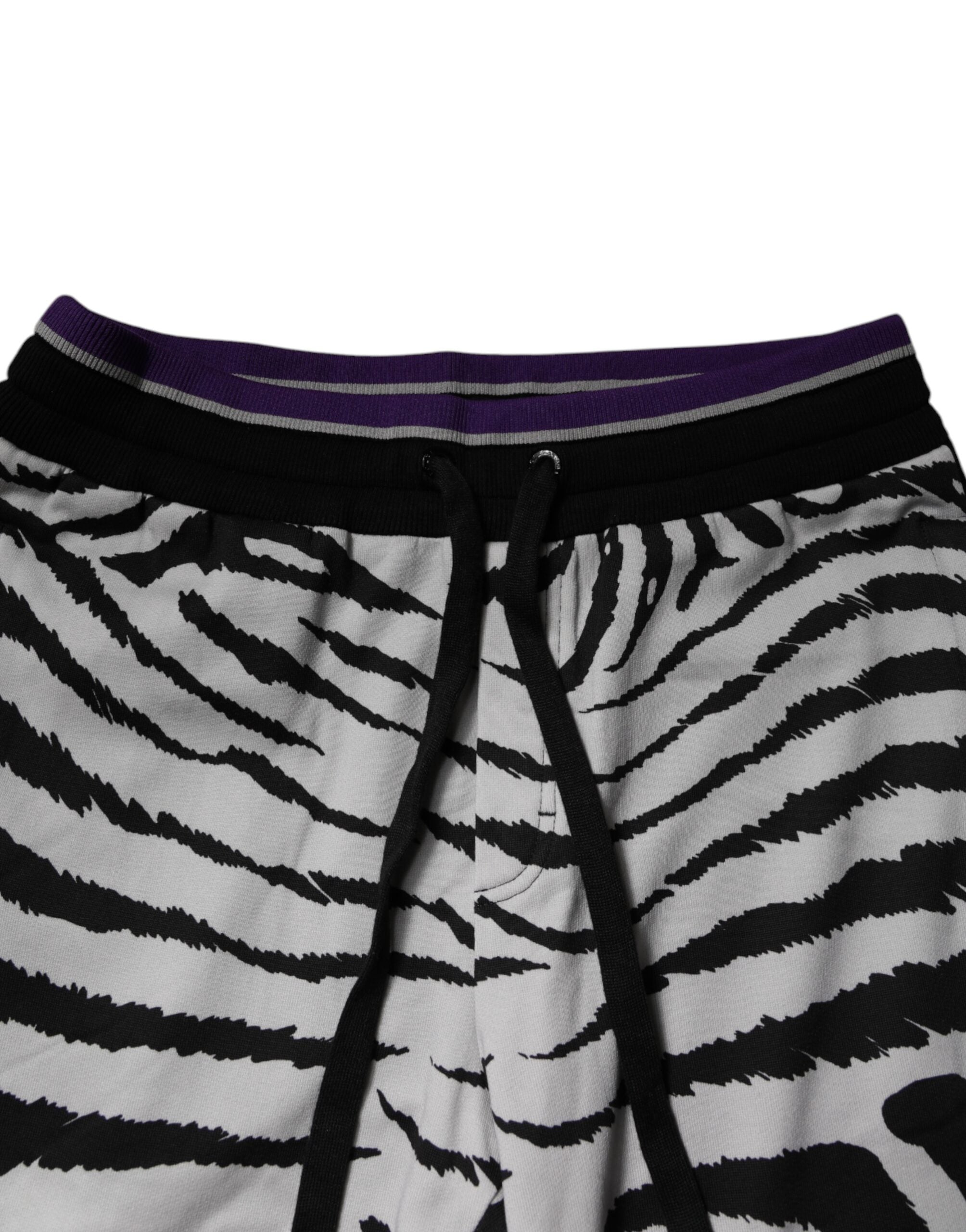 Dolce & Gabbana Black White Zebra Men Jogger SweatMen's Men's Pants