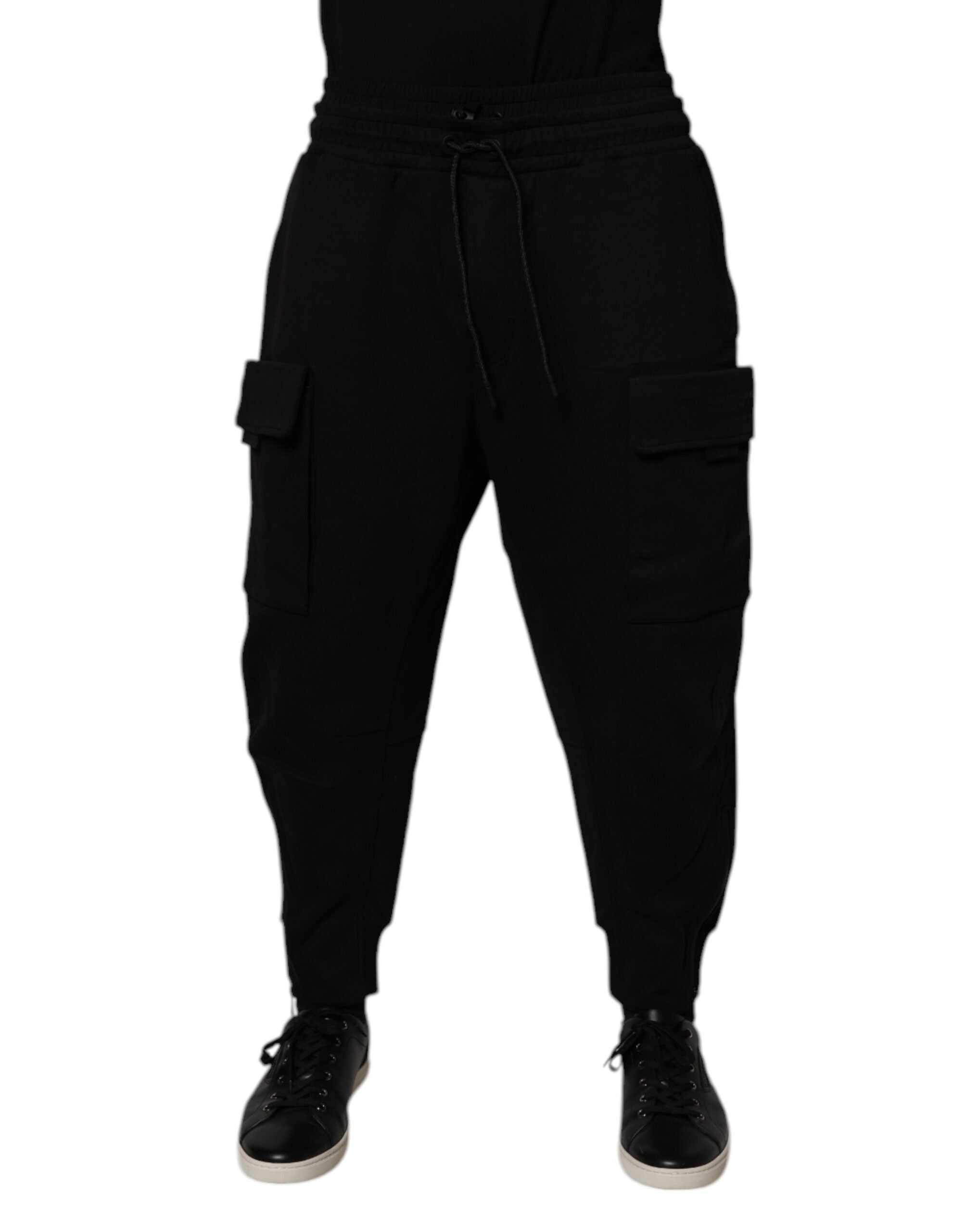 Dolce & Gabbana Black Cotton Men Cargo Jogger SweatMen's Men's Pants