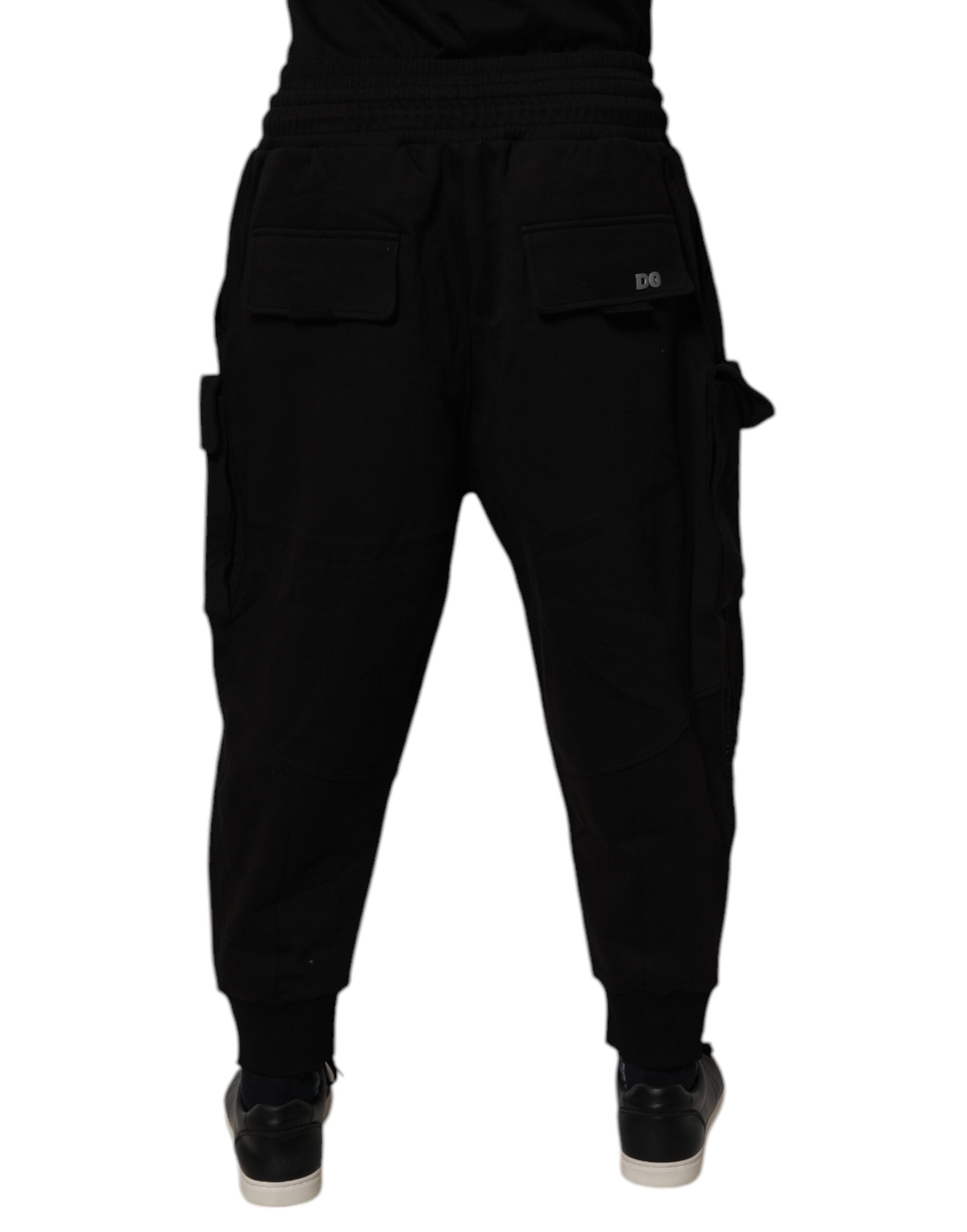 Dolce & Gabbana Black Cotton Men Cargo Jogger SweatMen's Men's Pants