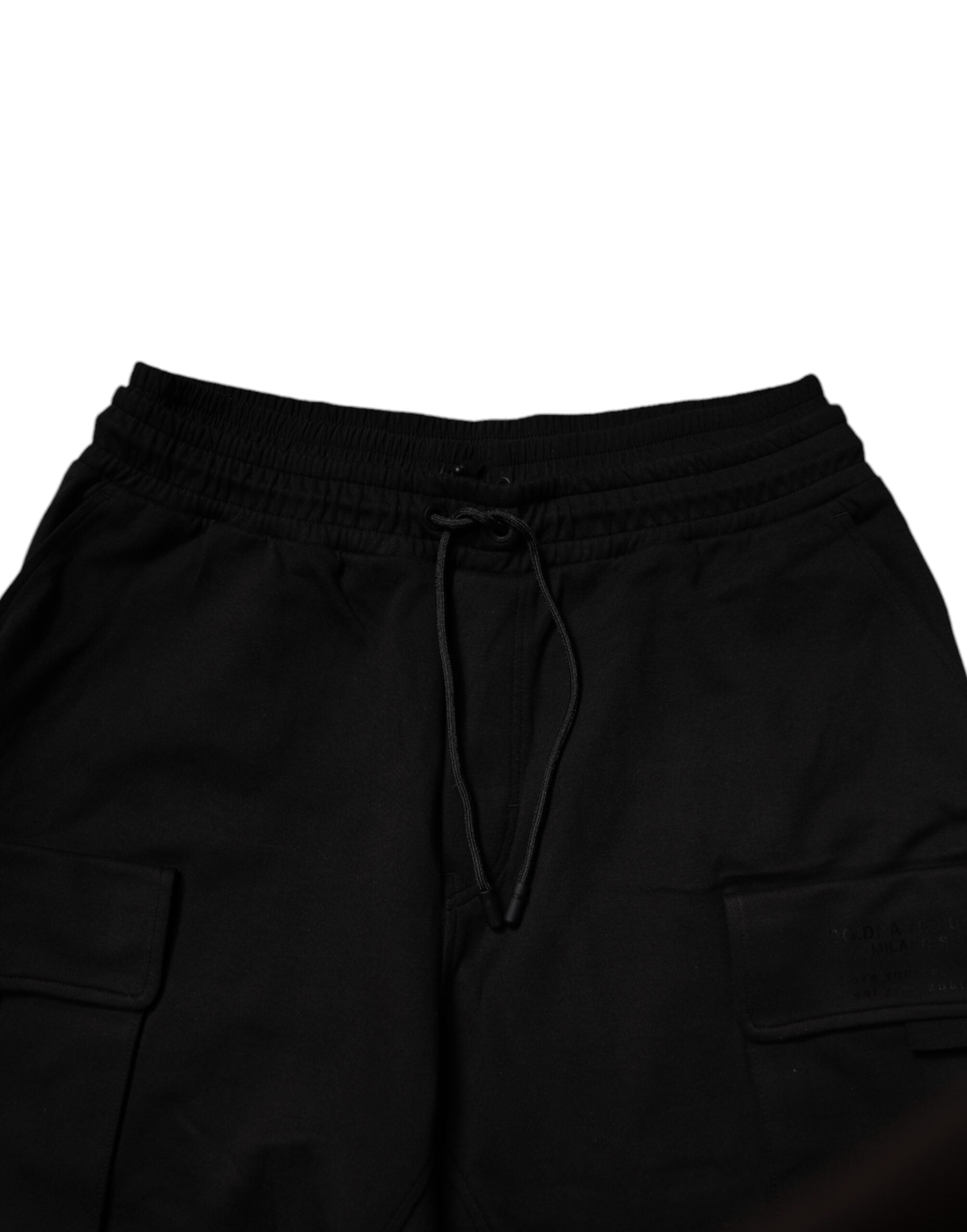 Dolce & Gabbana Black Cotton Men Cargo Jogger SweatMen's Men's Pants